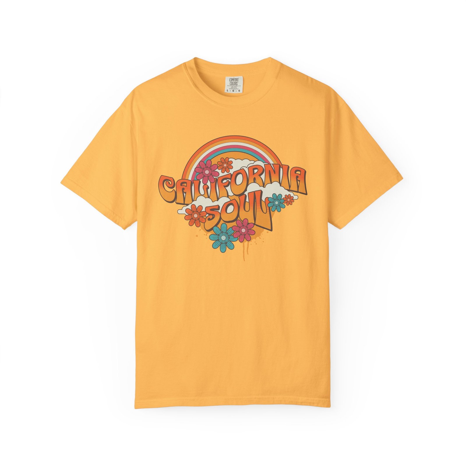 California Soul T-Shirt - Retro Rainbow Floral Graphic on Comfort Colors 1717 Tee - Image 13