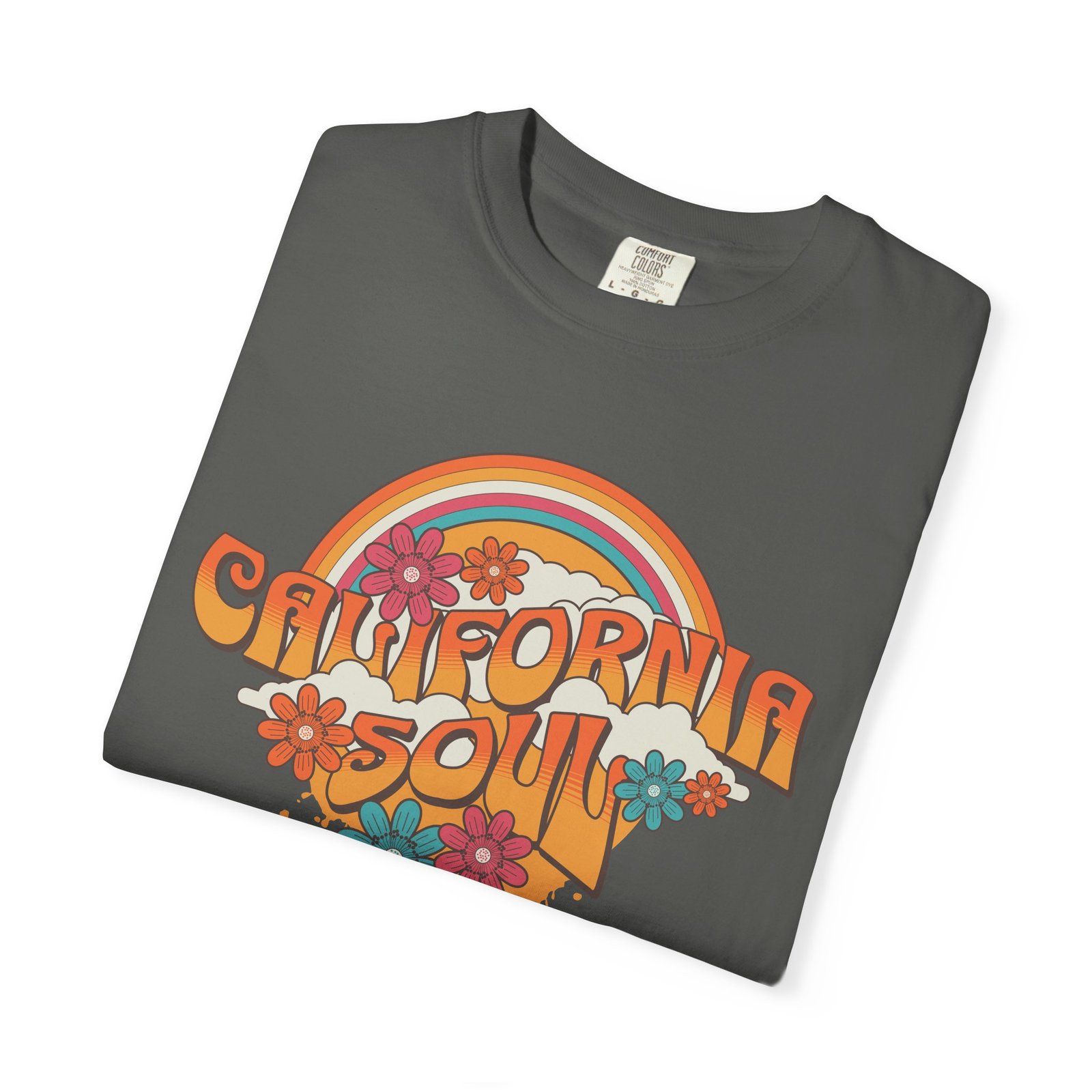 California Soul T-Shirt - Retro Rainbow Floral Graphic on Comfort Colors 1717 Tee - Image 23