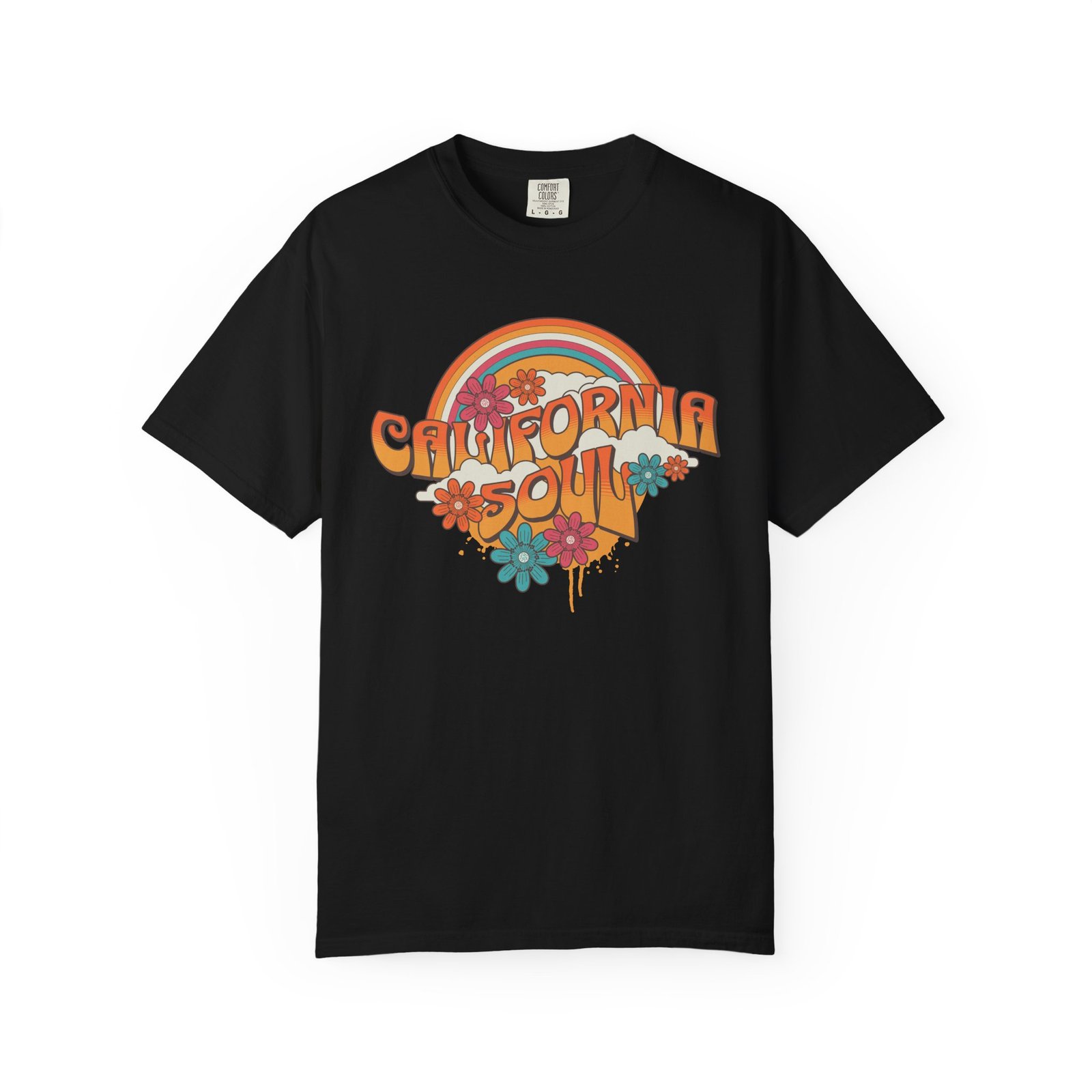 California Soul T-Shirt - Retro Rainbow Floral Graphic on Comfort Colors 1717 Tee - Image 45