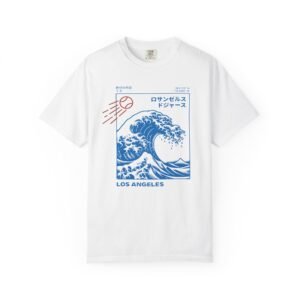 Los Angeles Wave Tee - Japanese-Inspired Dodgers Surf Graphic - on Comfort Colors 1717 T-Shirt