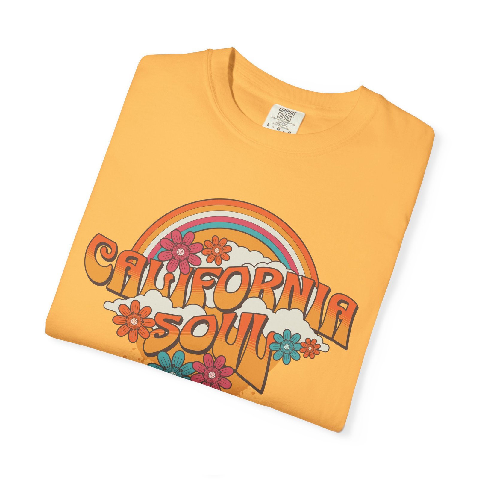 California Soul T-Shirt - Retro Rainbow Floral Graphic on Comfort Colors 1717 Tee - Image 15