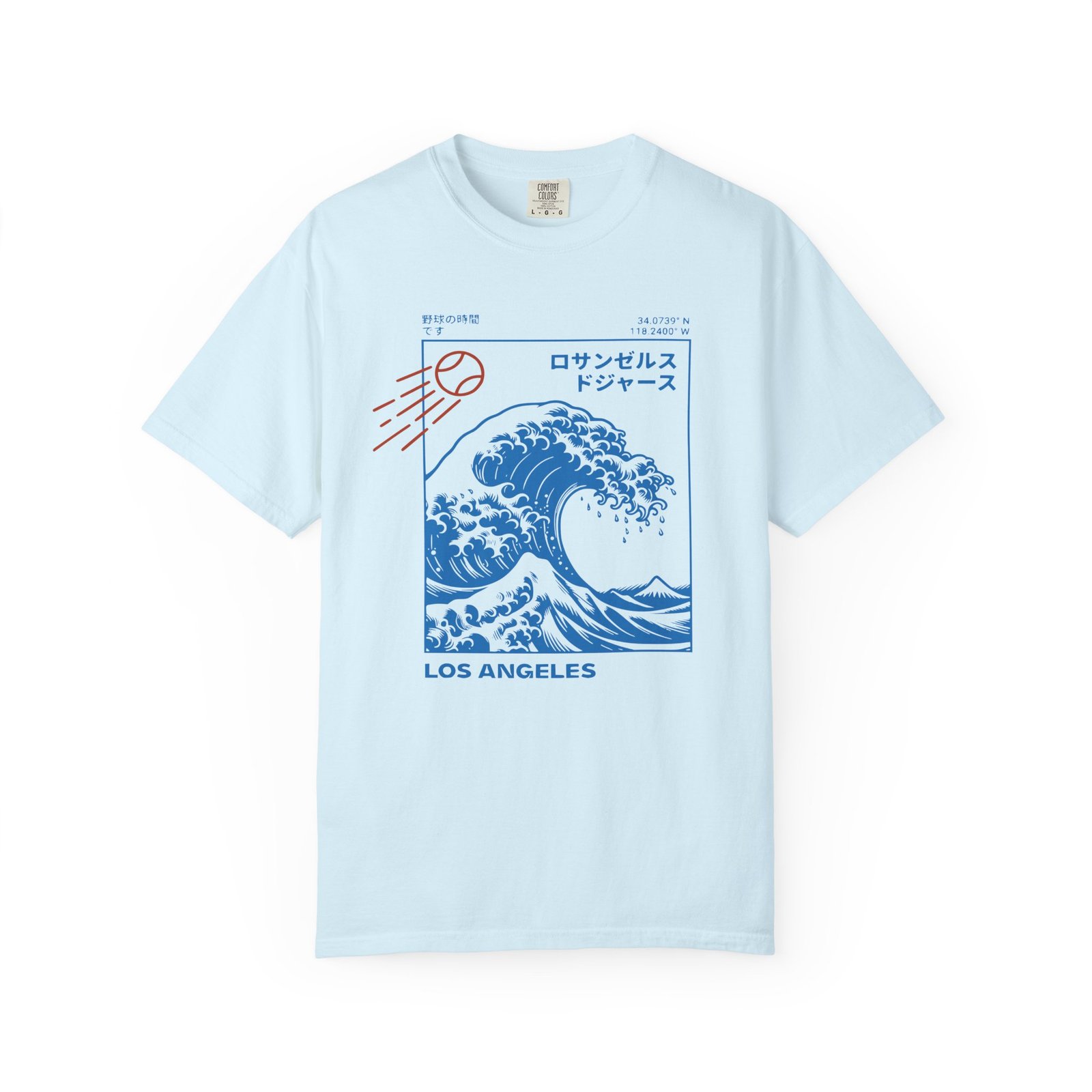 Los Angeles Wave Tee - Japanese-Inspired Dodgers Surf Graphic - on Comfort Colors 1717 T-Shirt - Image 33