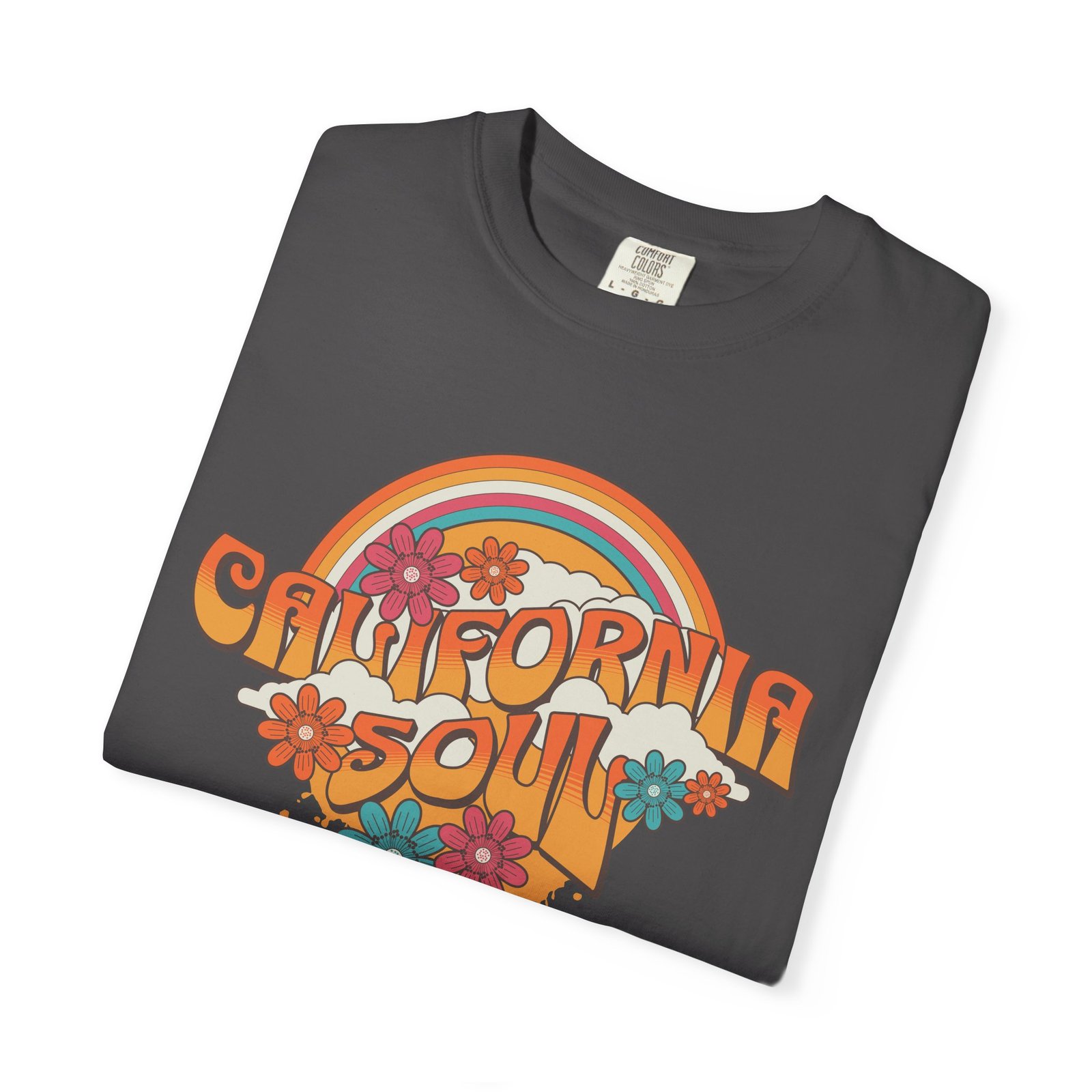 California Soul T-Shirt - Retro Rainbow Floral Graphic on Comfort Colors 1717 Tee - Image 43