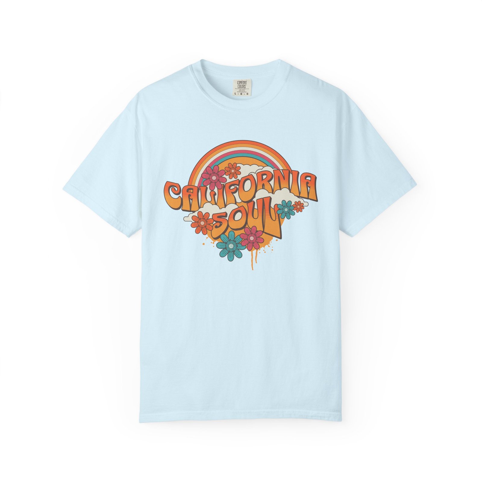 California Soul T-Shirt - Retro Rainbow Floral Graphic on Comfort Colors 1717 Tee - Image 29