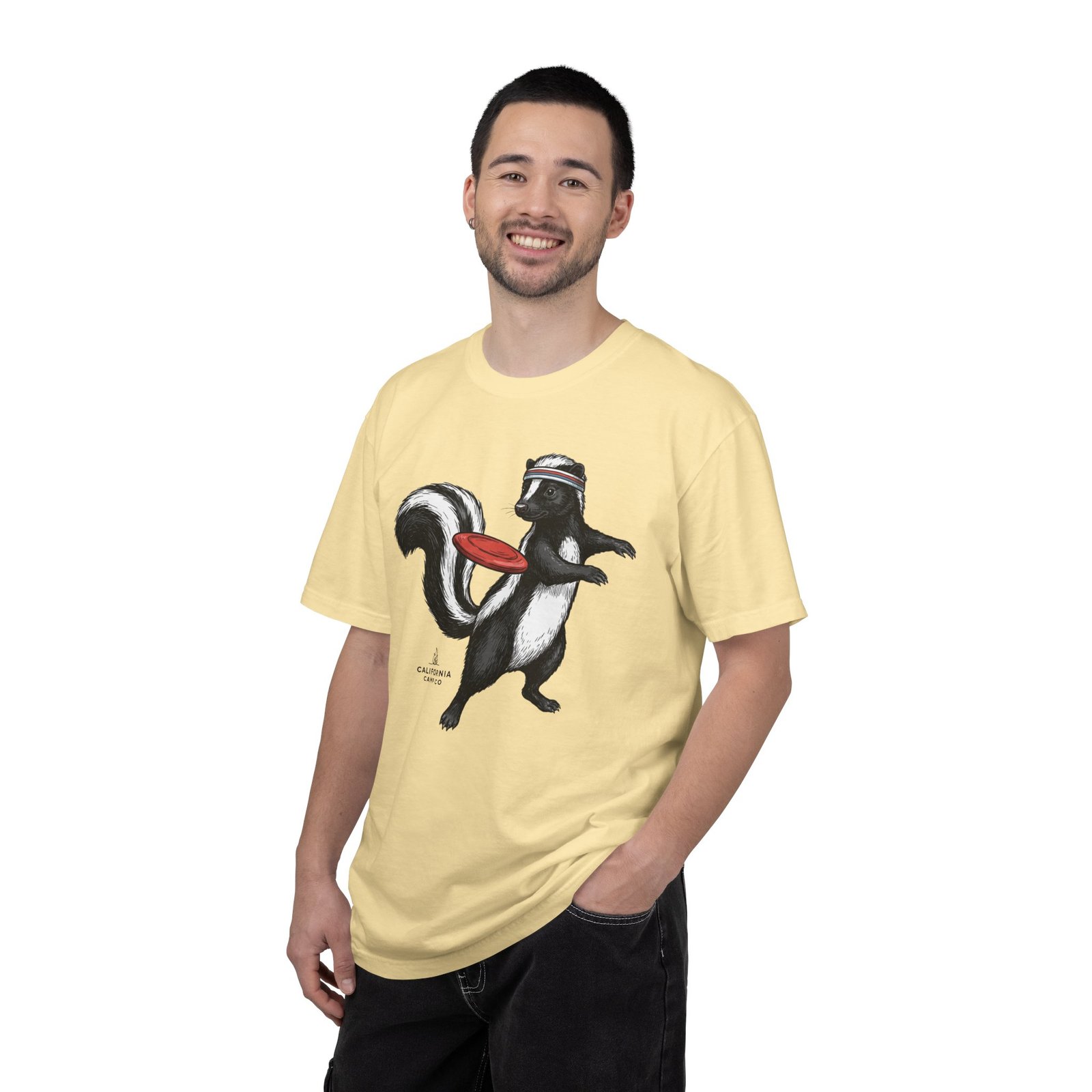 The Ultimate Skunk T-Shirt — Retro Skunk with a Frisbee Disc Graphic on Comfort Colors 1717 Tee - Image 5