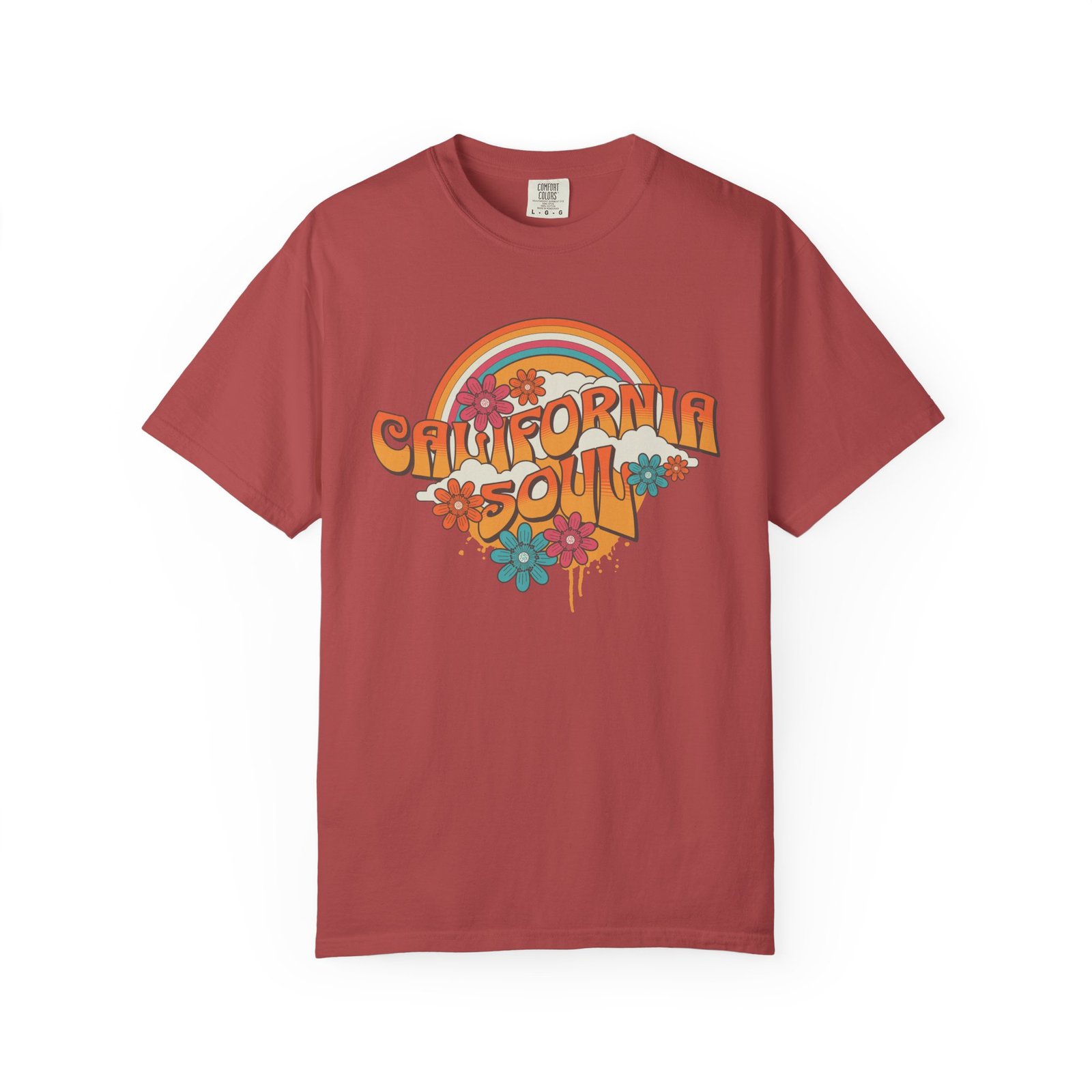 California Soul T-Shirt - Retro Rainbow Floral Graphic on Comfort Colors 1717 Tee - Image 57