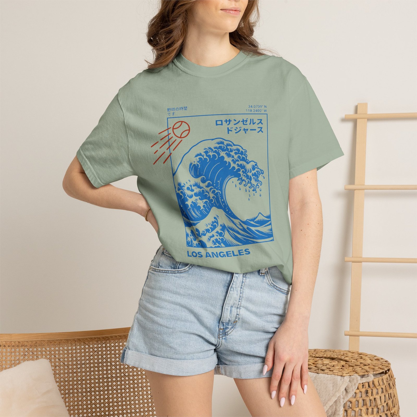 Los Angeles Wave Tee - Japanese-Inspired Dodgers Surf Graphic - on Comfort Colors 1717 T-Shirt - Image 28
