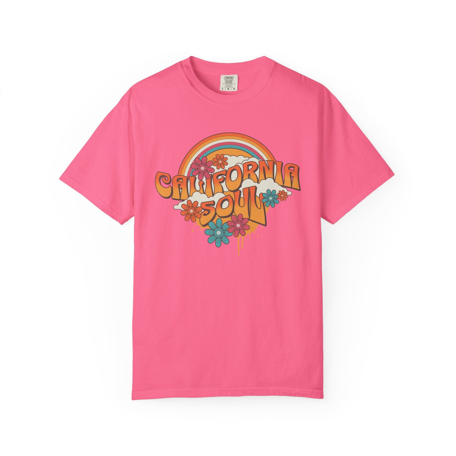 California Soul T-Shirt - Retro Rainbow Floral Graphic on Comfort Colors 1717 Tee - Image 53