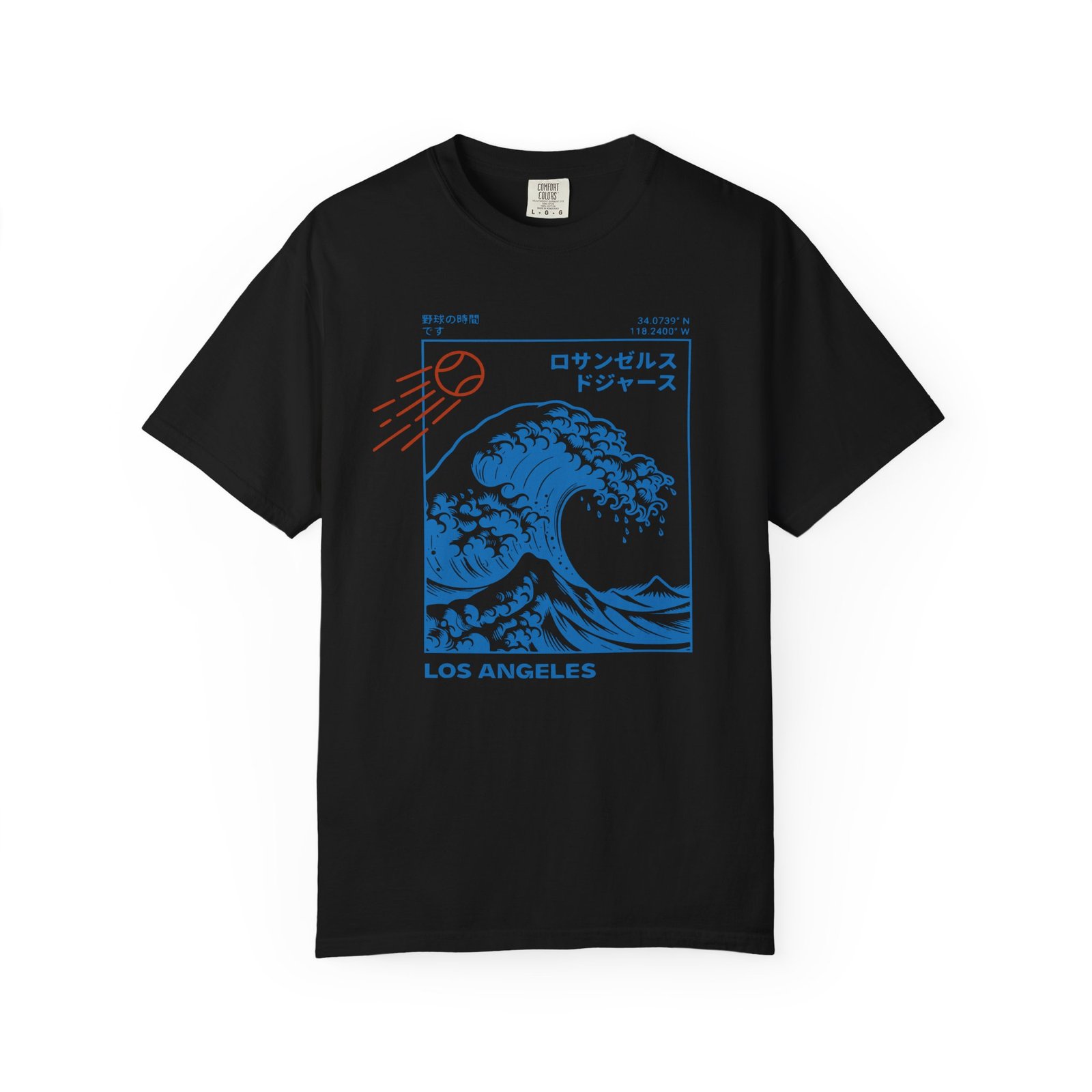 Los Angeles Wave Tee - Japanese-Inspired Dodgers Surf Graphic - on Comfort Colors 1717 T-Shirt - Image 41