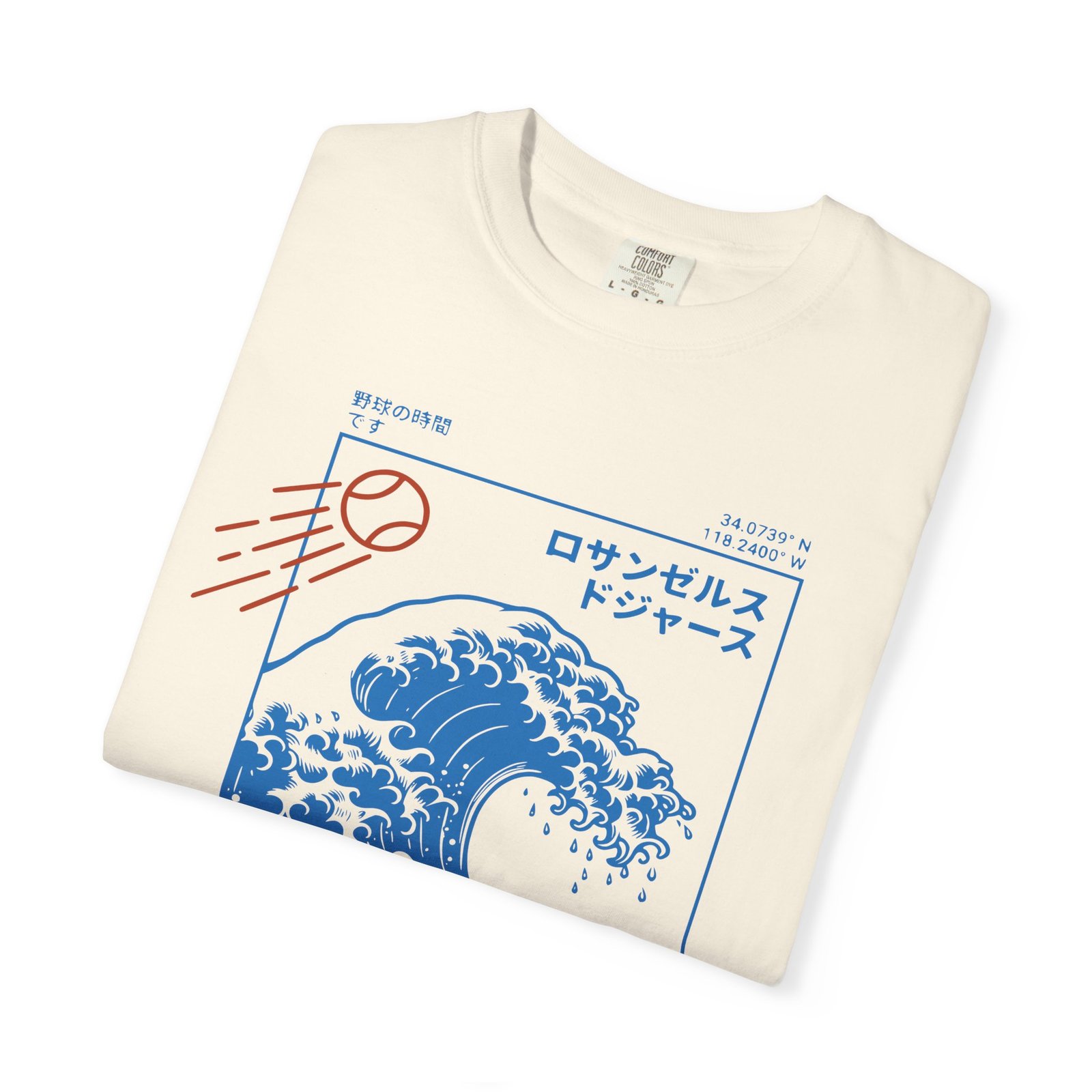 Los Angeles Wave Tee - Japanese-Inspired Dodgers Surf Graphic - on Comfort Colors 1717 T-Shirt - Image 7