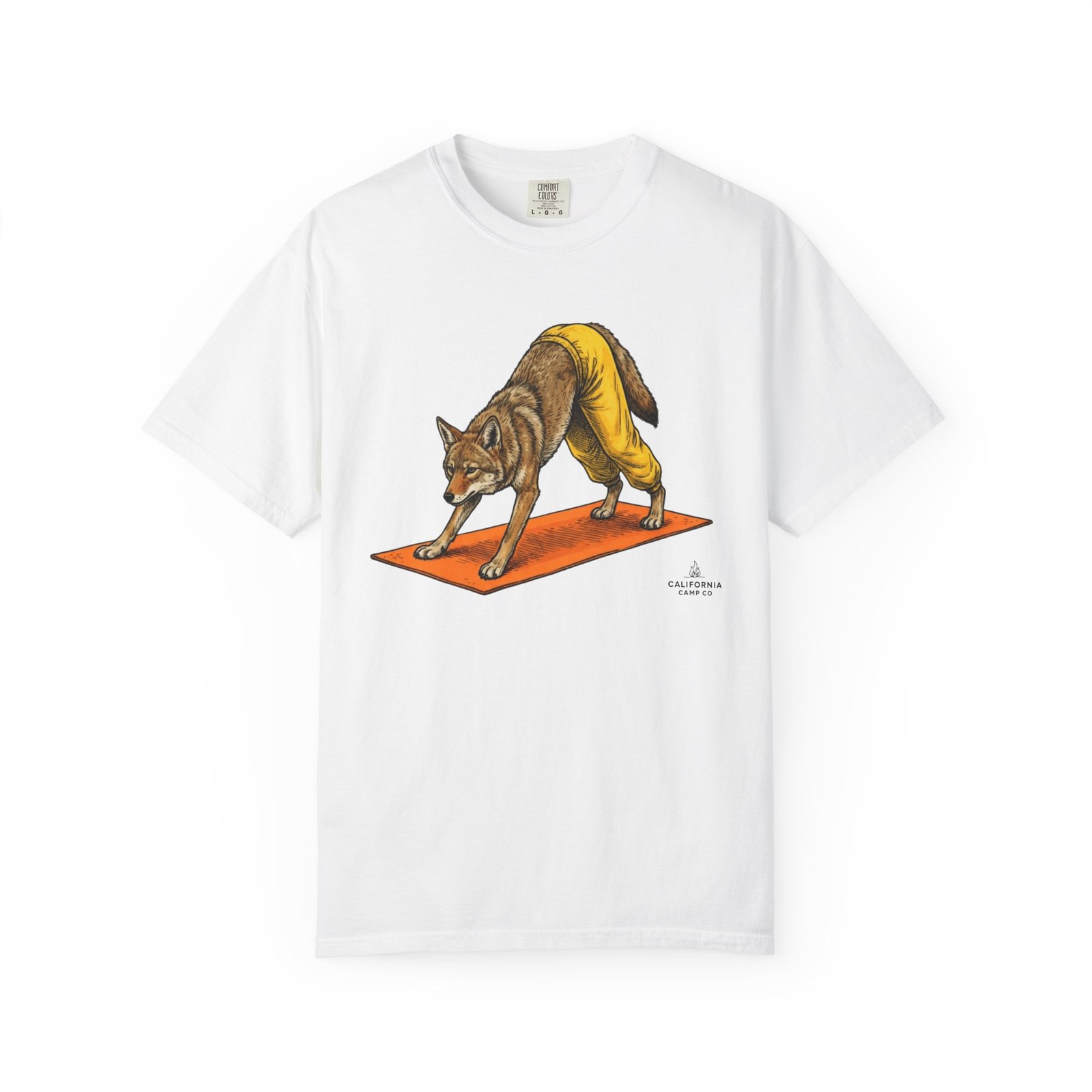 Downward "Dog" Coyote Yoga Tee - California Wild Collection - Comfort Colors 1717 T-Shirt