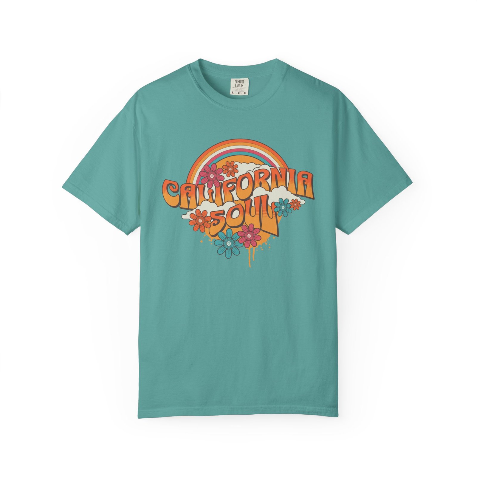 California Soul T-Shirt - Retro Rainbow Floral Graphic on Comfort Colors 1717 Tee - Image 25