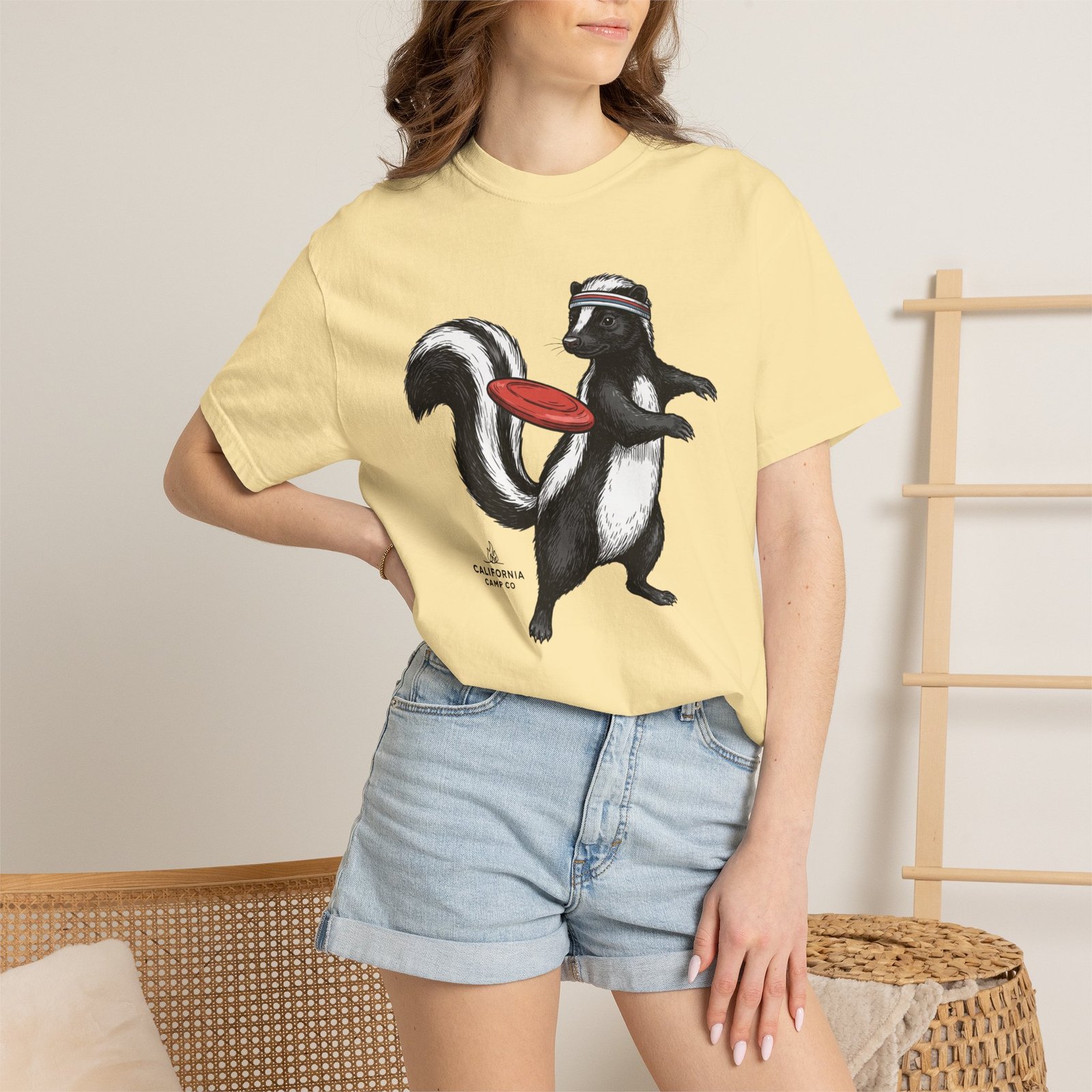 The Ultimate Skunk T-Shirt — Retro Skunk with a Frisbee Disc Graphic on Comfort Colors 1717 Tee - Image 3