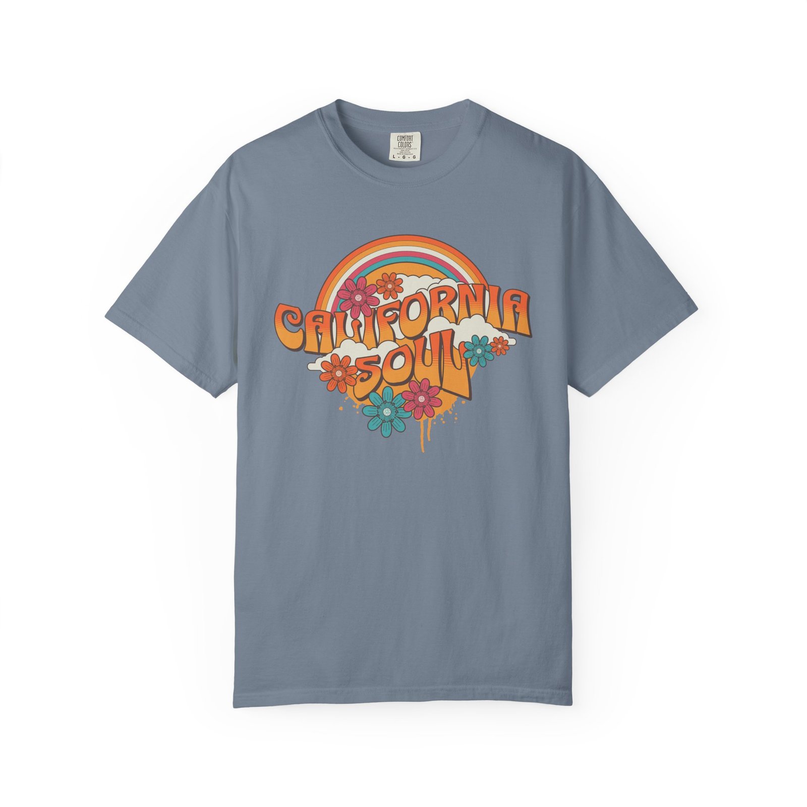 California Soul T-Shirt - Retro Rainbow Floral Graphic on Comfort Colors 1717 Tee - Image 33