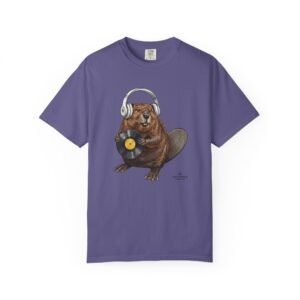 Beaver DJ T-Shirt — Vintage Vinyl Record & Headphones Graphic on Comfort Colors 1717 Tee