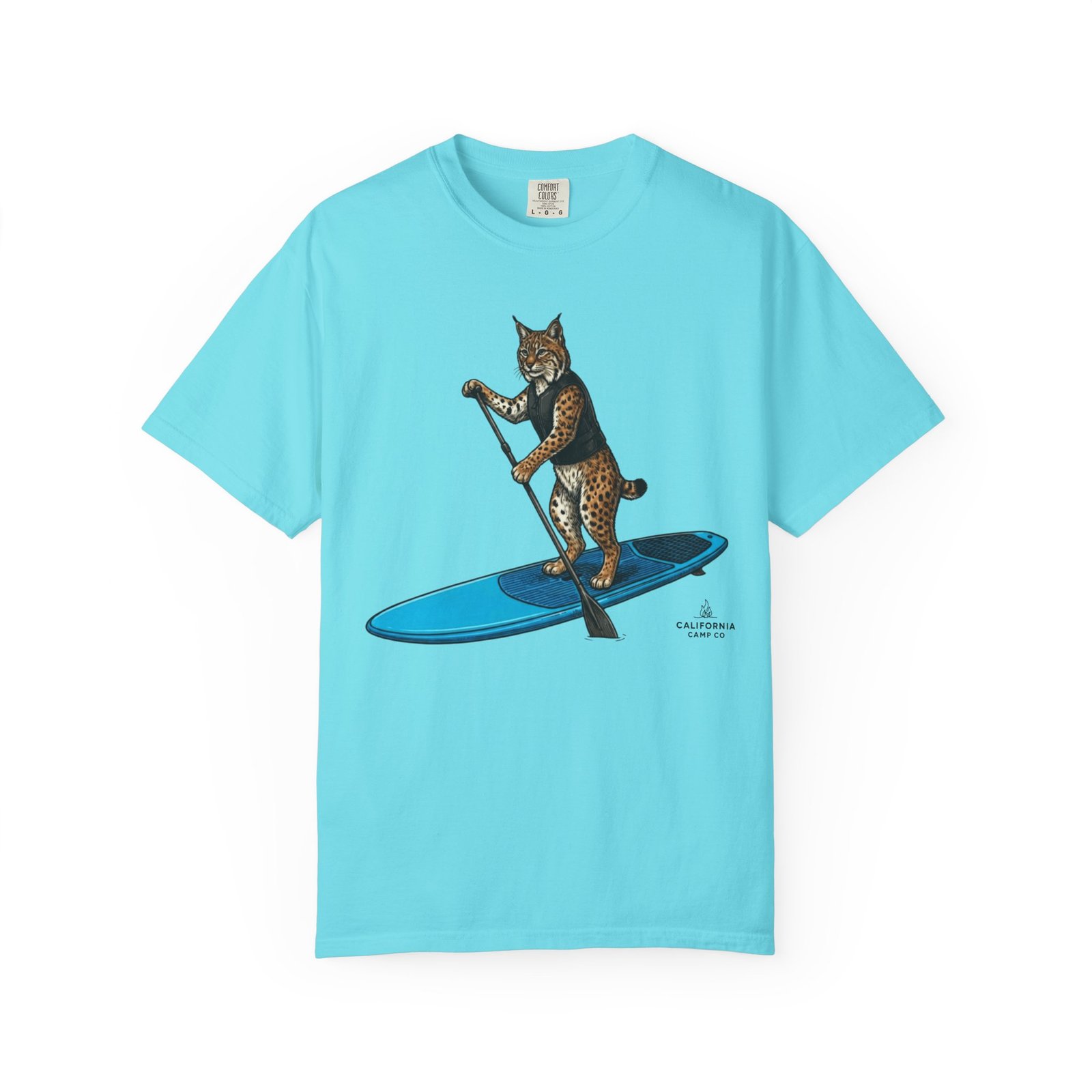 Paddleboarding Bobcat T-Shirt - California Wild Collection on Comfort Colors 1717 Tee - Image 9
