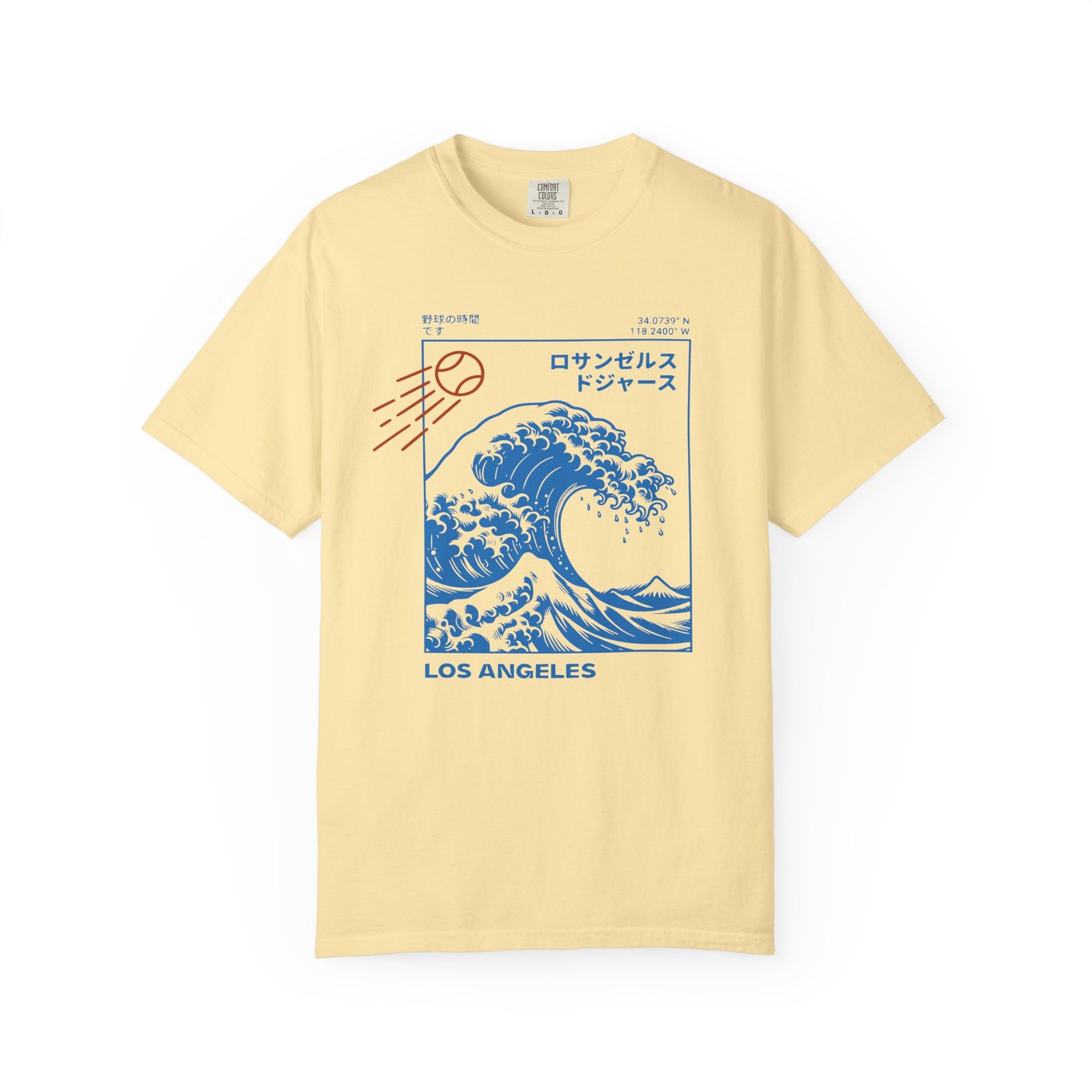 Los Angeles Wave Tee - Japanese-Inspired Dodgers Surf Graphic - on Comfort Colors 1717 T-Shirt - Image 9