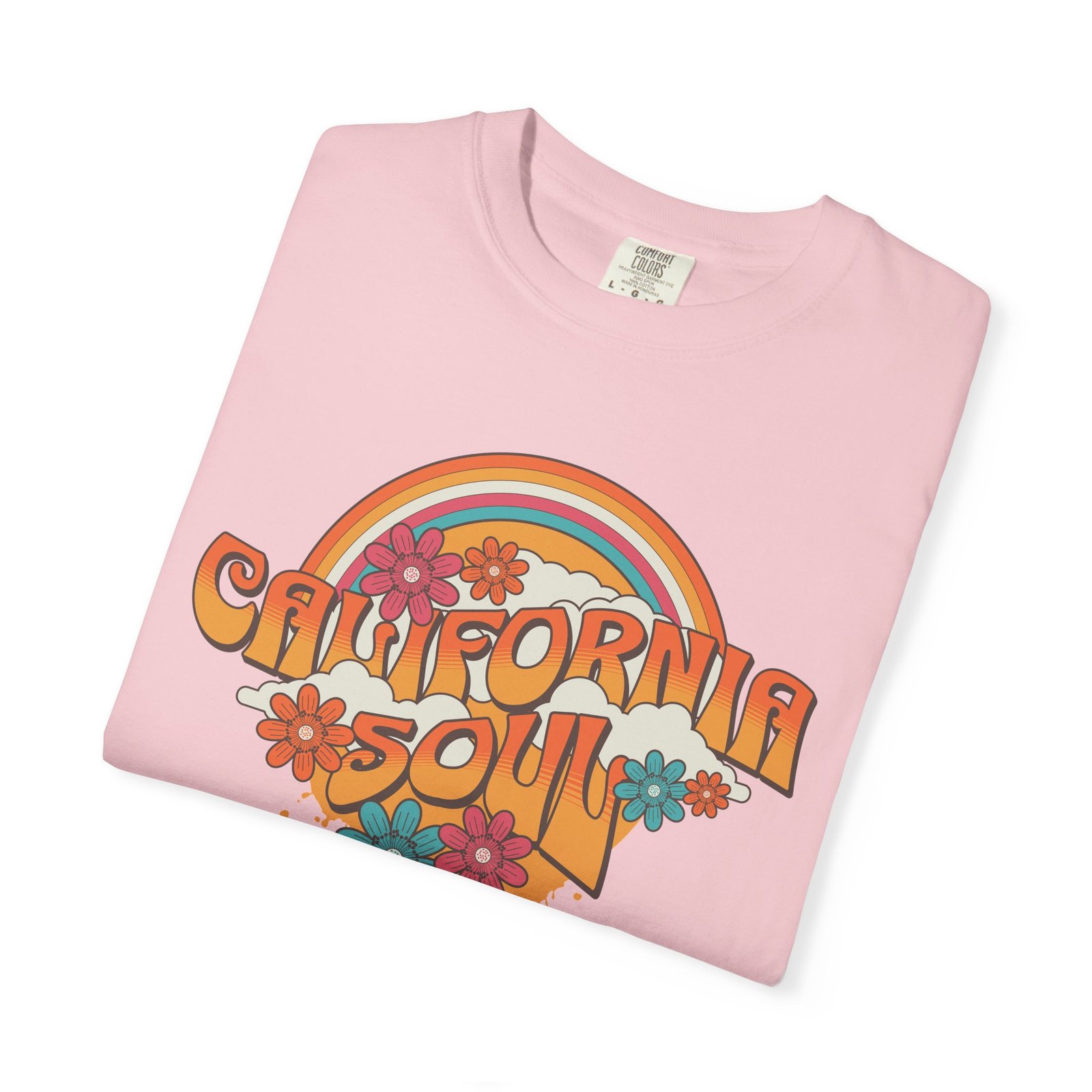 California Soul T-Shirt - Retro Rainbow Floral Graphic on Comfort Colors 1717 Tee - Image 51