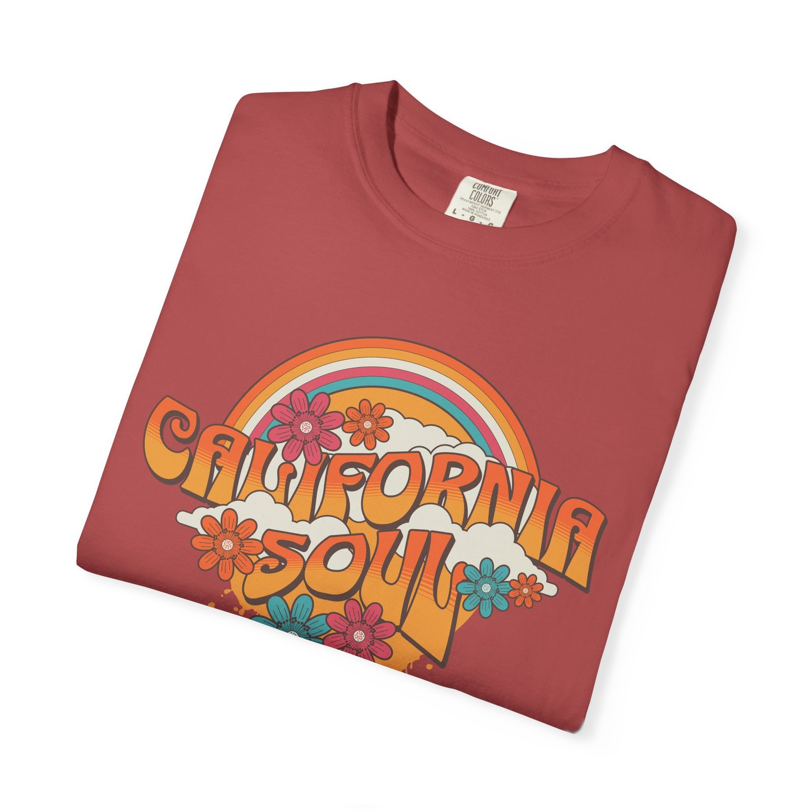 California Soul T-Shirt - Retro Rainbow Floral Graphic on Comfort Colors 1717 Tee - Image 59