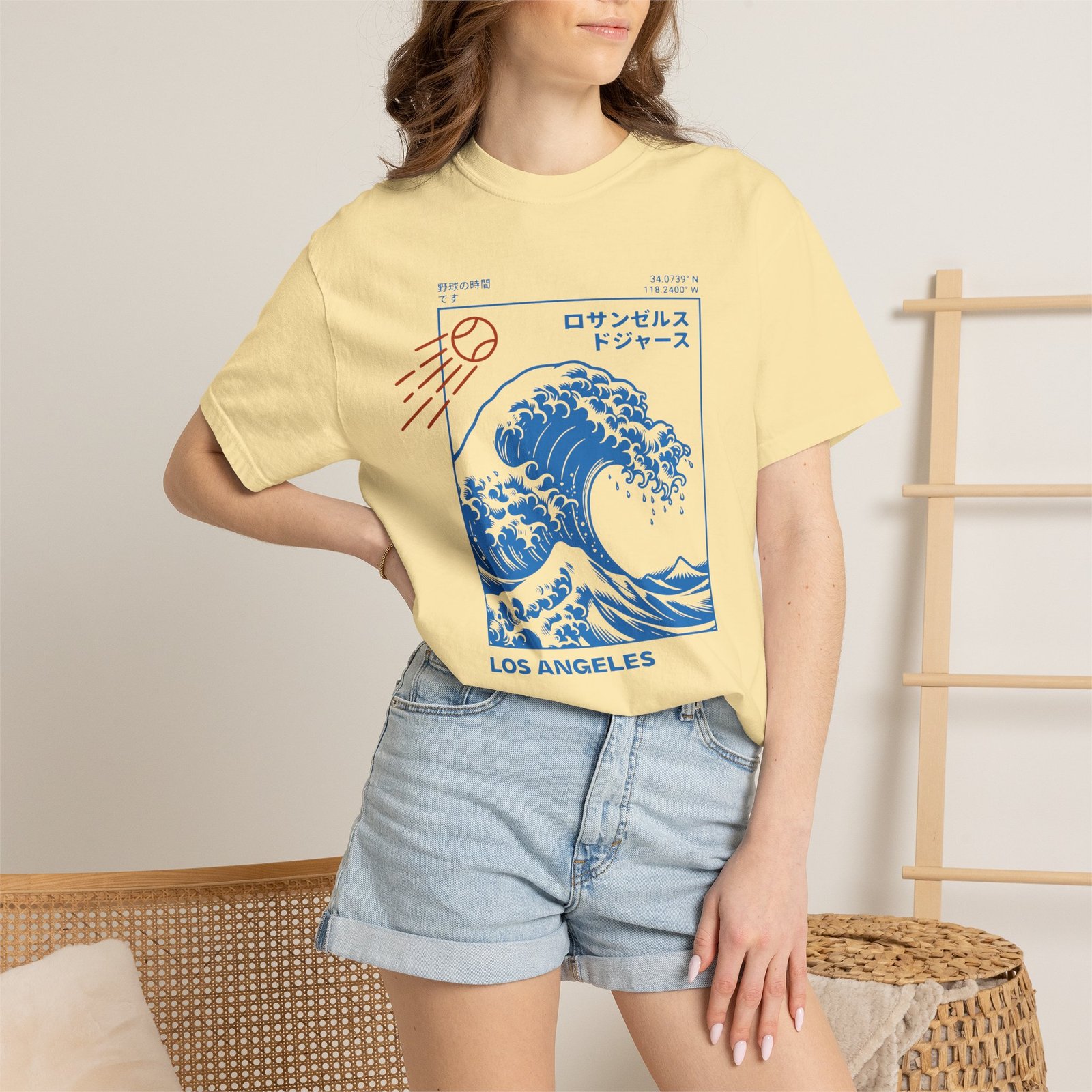 Los Angeles Wave Tee - Japanese-Inspired Dodgers Surf Graphic - on Comfort Colors 1717 T-Shirt - Image 12