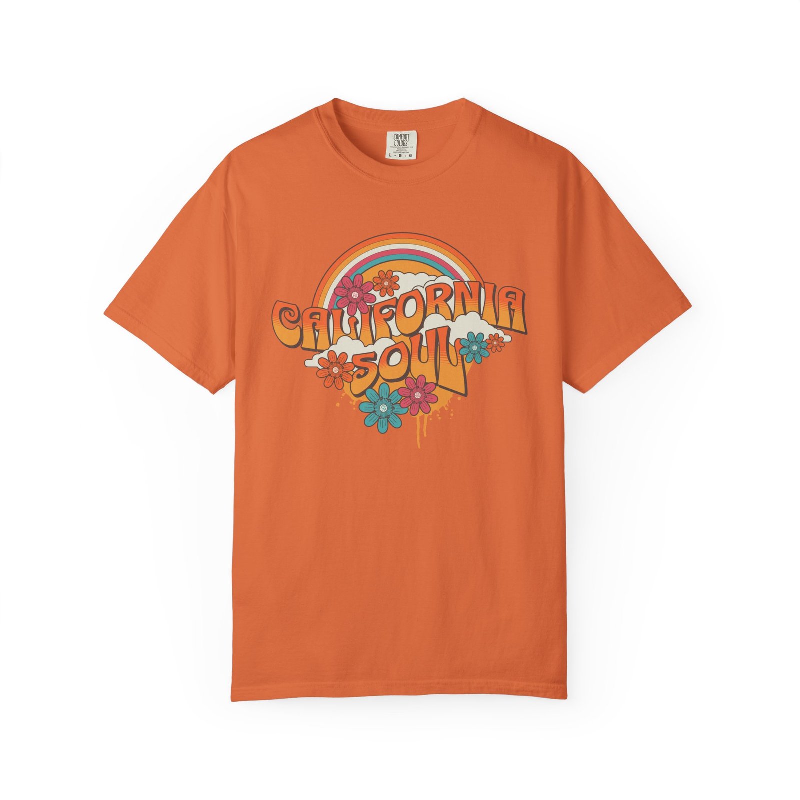 California Soul T-Shirt - Retro Rainbow Floral Graphic on Comfort Colors 1717 Tee - Image 17