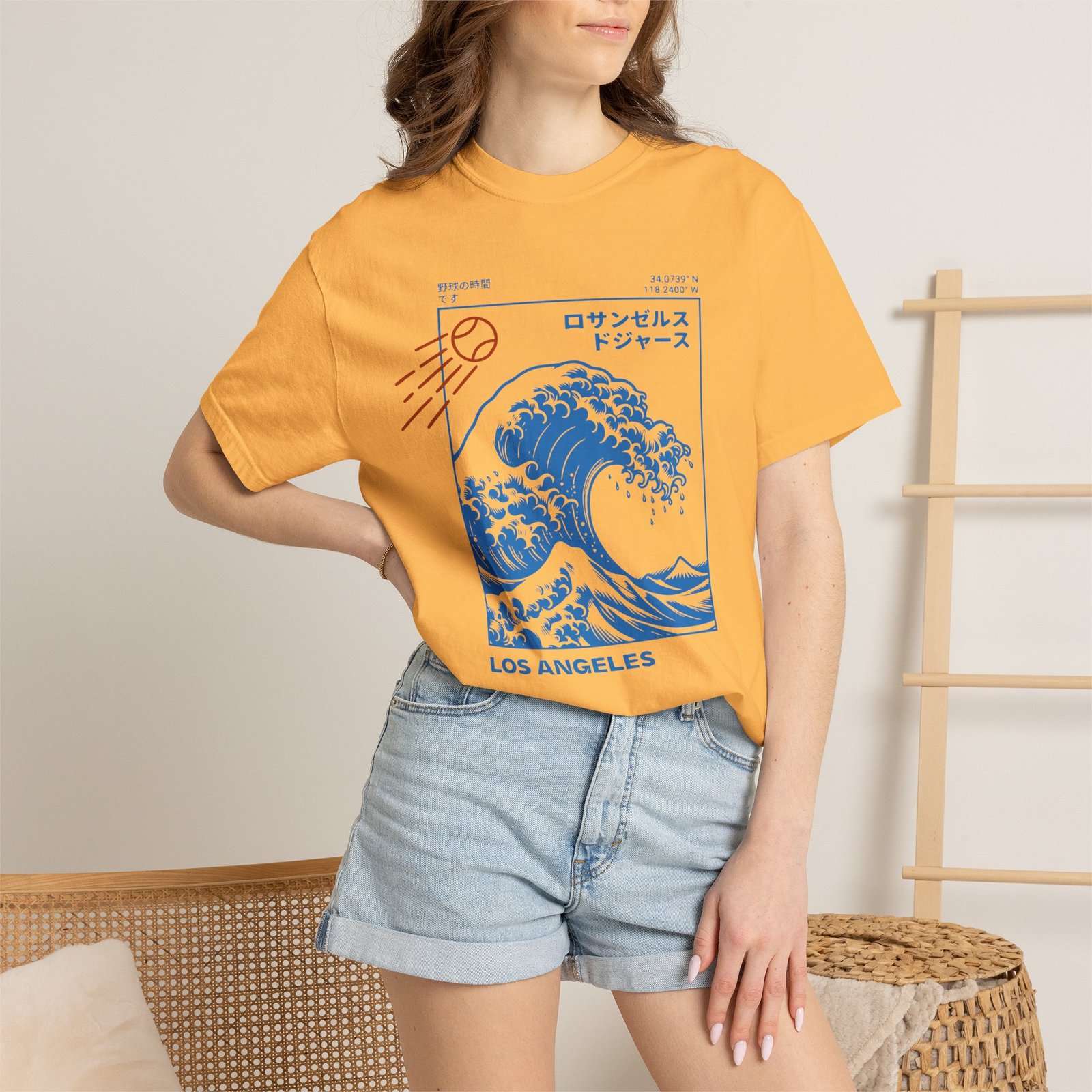 Los Angeles Wave Tee - Japanese-Inspired Dodgers Surf Graphic - on Comfort Colors 1717 T-Shirt - Image 16