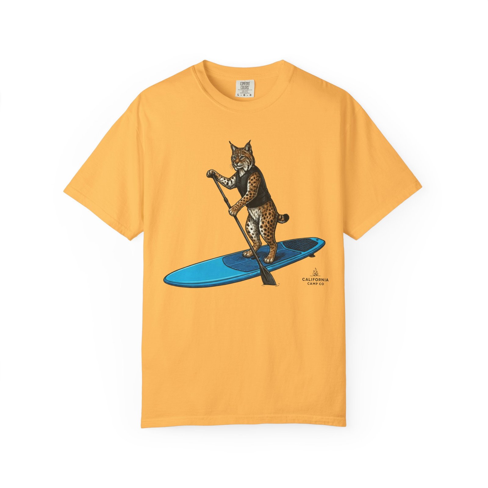 Paddleboarding Bobcat T-Shirt - California Wild Collection on Comfort Colors 1717 Tee - Image 3