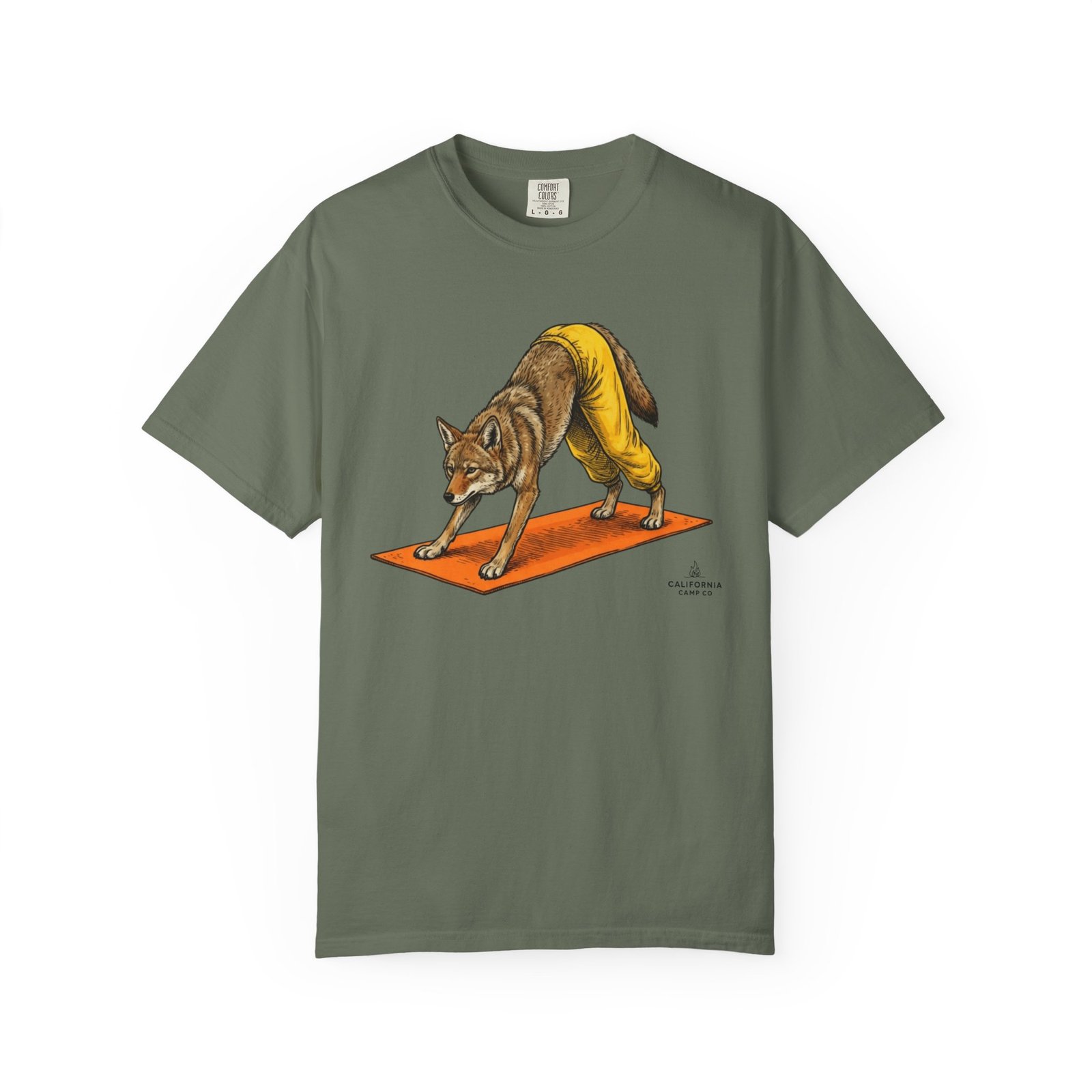 Downward "Dog" Coyote Yoga Tee - California Wild Collection - Comfort Colors 1717 T-Shirt - Image 14