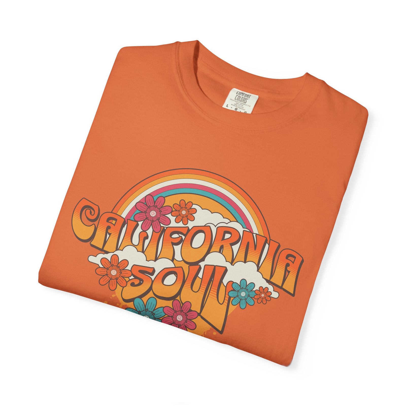 California Soul T-Shirt - Retro Rainbow Floral Graphic on Comfort Colors 1717 Tee - Image 19