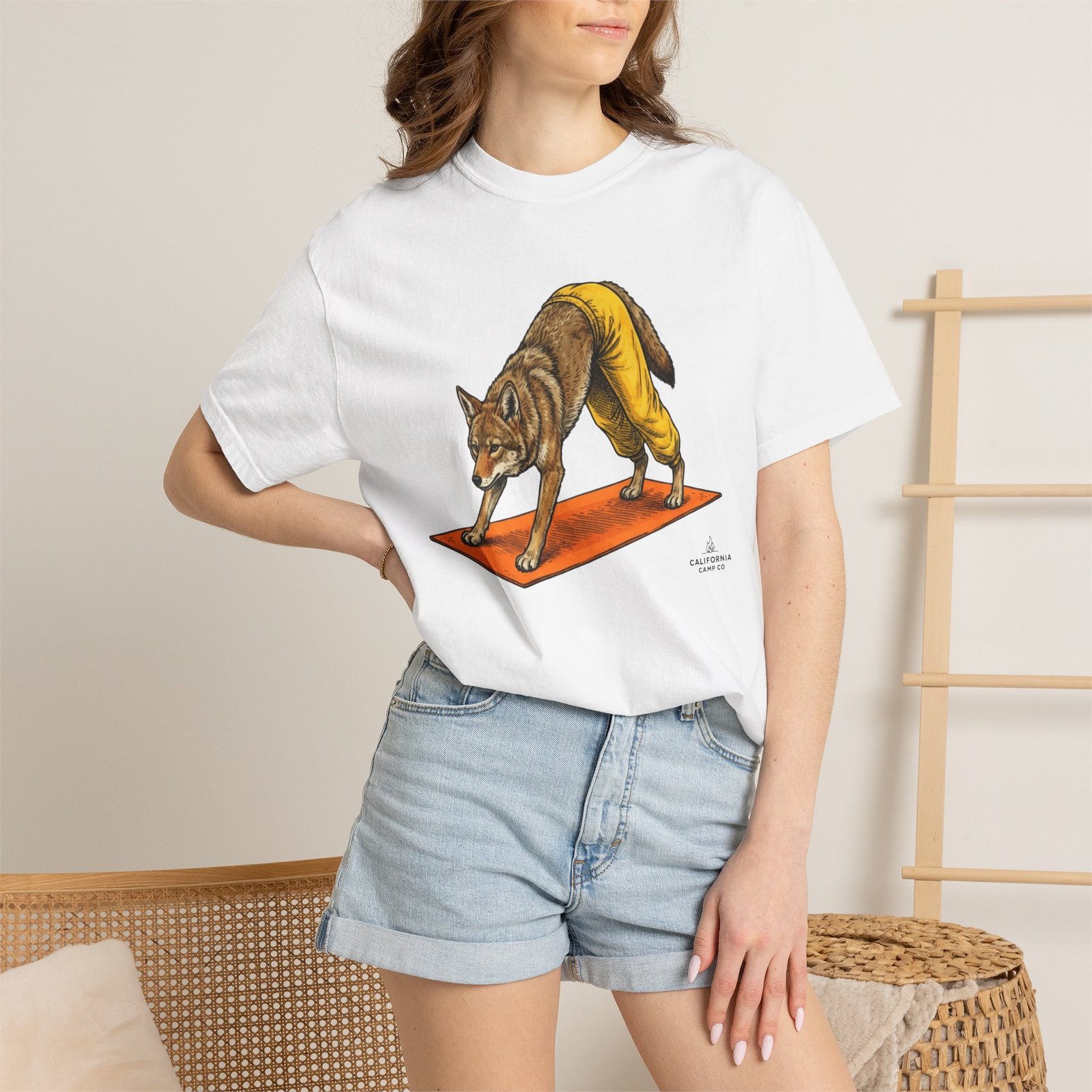 Downward "Dog" Coyote Yoga Tee - California Wild Collection - Comfort Colors 1717 T-Shirt - Image 3