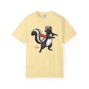 The Ultimate Skunk T-Shirt — Retro Skunk with a Frisbee Disc Graphic on Comfort Colors 1717 Tee
