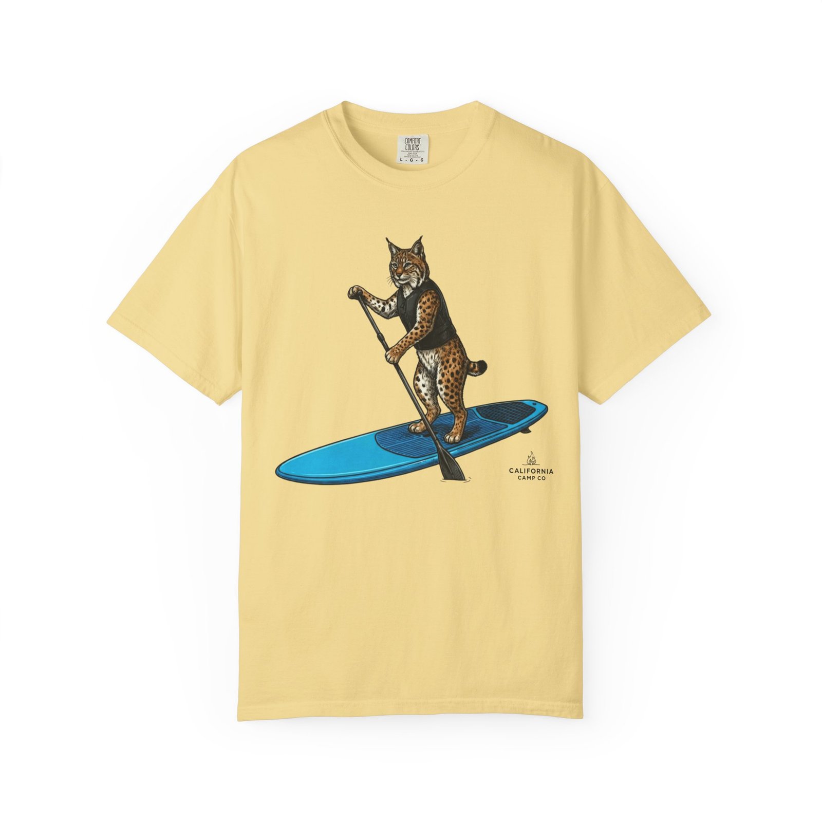 Paddleboarding Bobcat T-Shirt - California Wild Collection on Comfort Colors 1717 Tee - Image 5