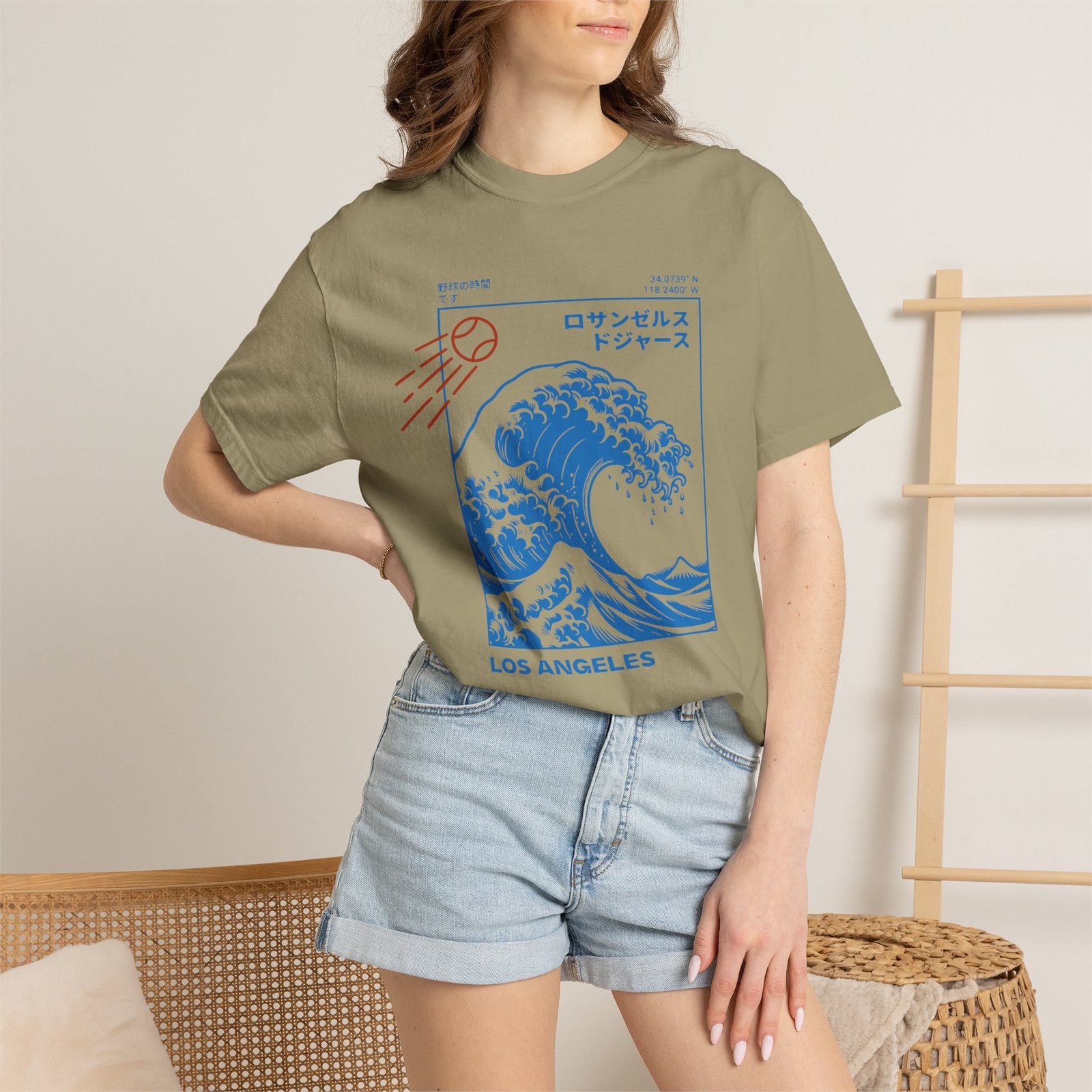 Los Angeles Wave Tee - Japanese-Inspired Dodgers Surf Graphic - on Comfort Colors 1717 T-Shirt - Image 20