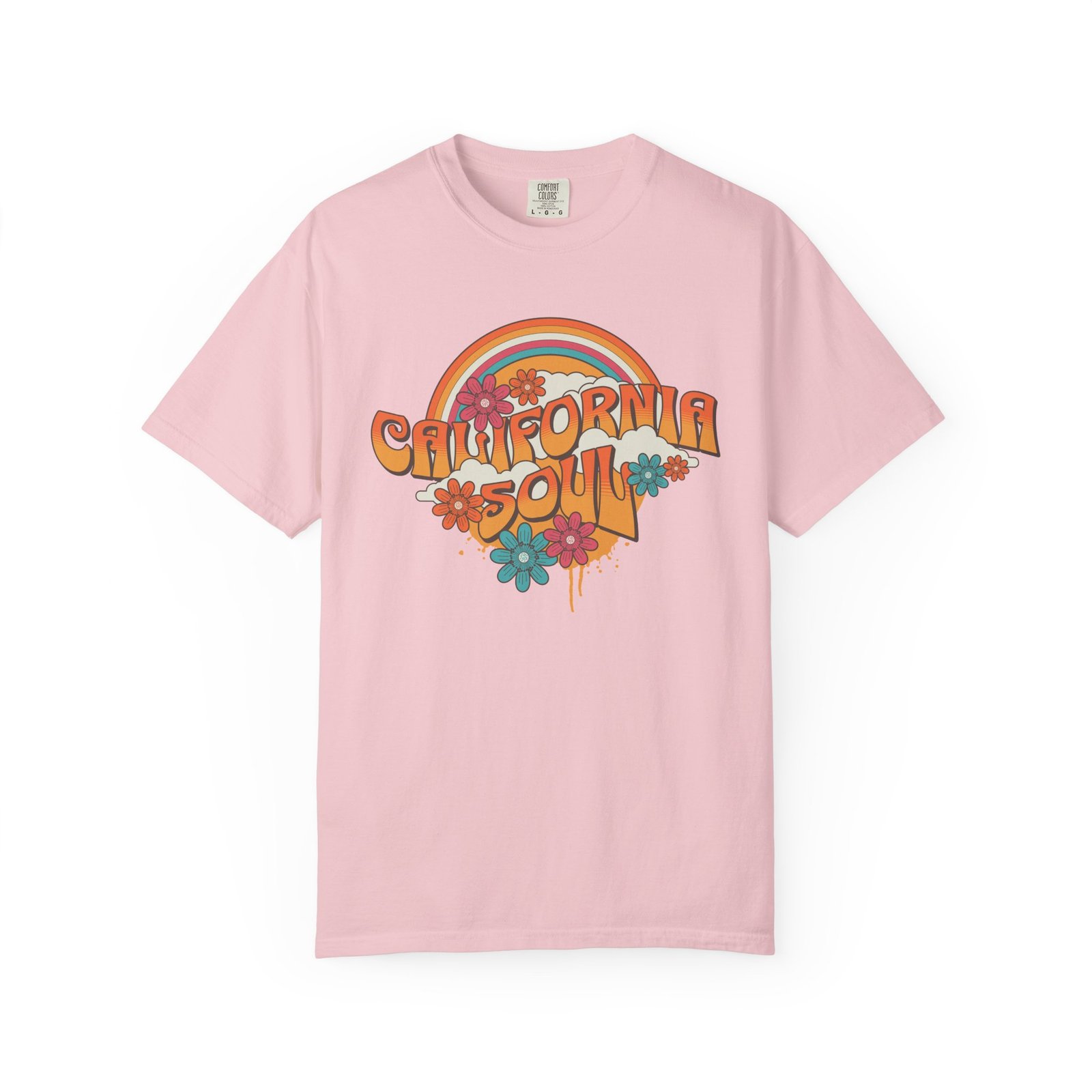 California Soul T-Shirt - Retro Rainbow Floral Graphic on Comfort Colors 1717 Tee - Image 49
