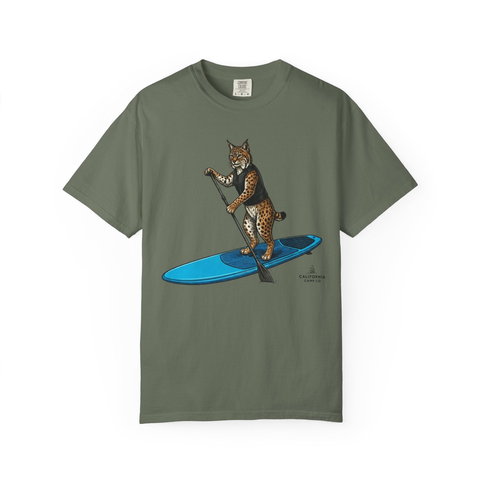 Paddleboarding Bobcat T-Shirt - California Wild Collection on Comfort Colors 1717 Tee - Image 8