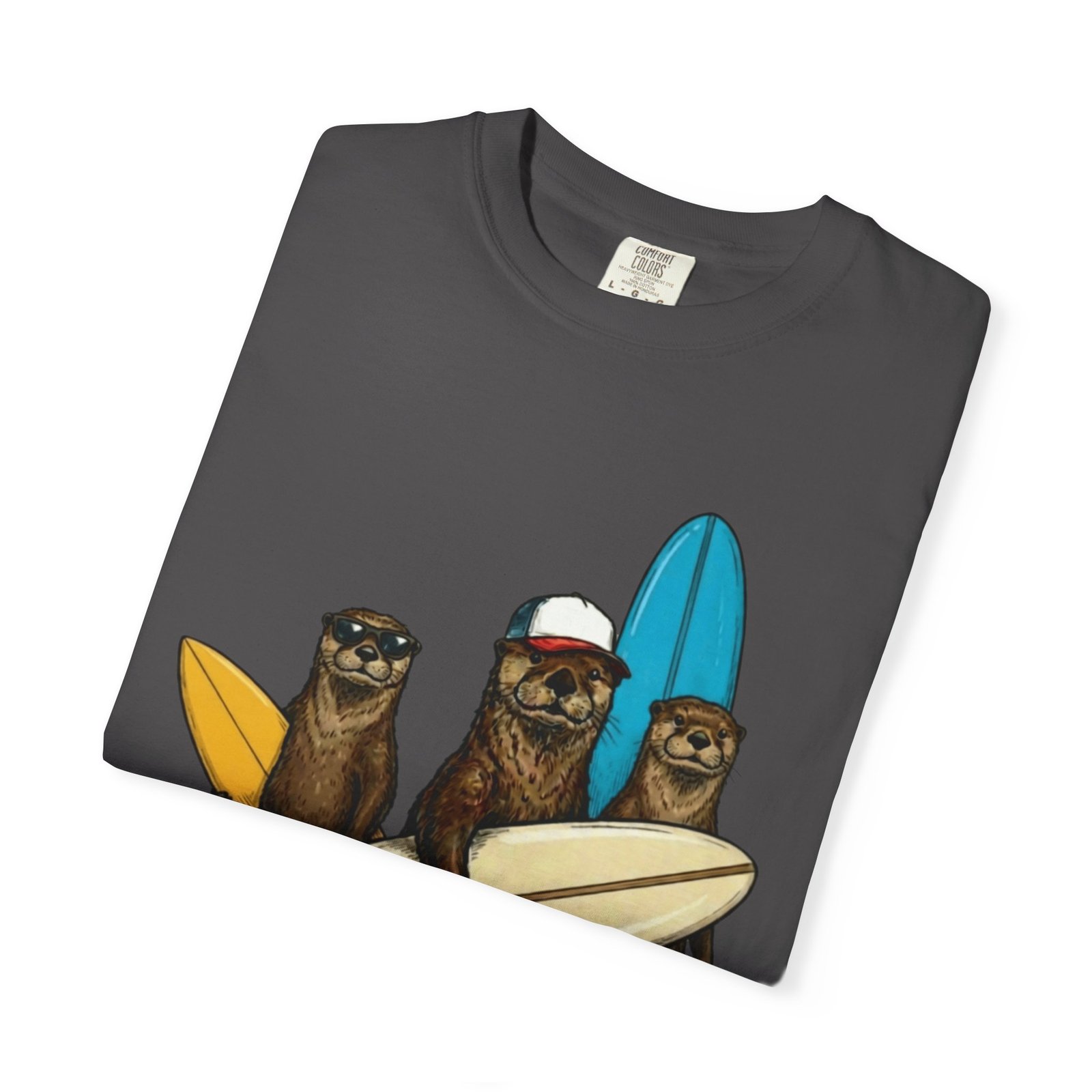 Surf Otters California Wild Collection T-Shirt - You Otter be Surfing Tee on Comfort Colors 1717 - Image 2