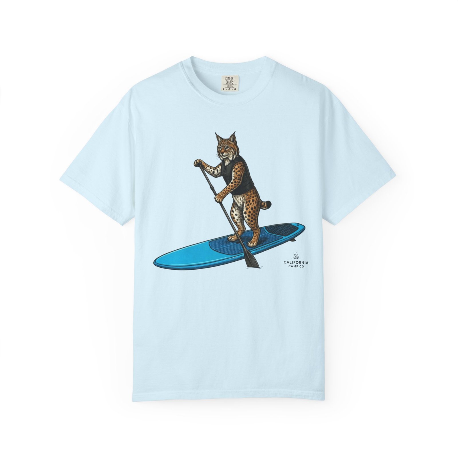Paddleboarding Bobcat T-Shirt - California Wild Collection on Comfort Colors 1717 Tee - Image 10