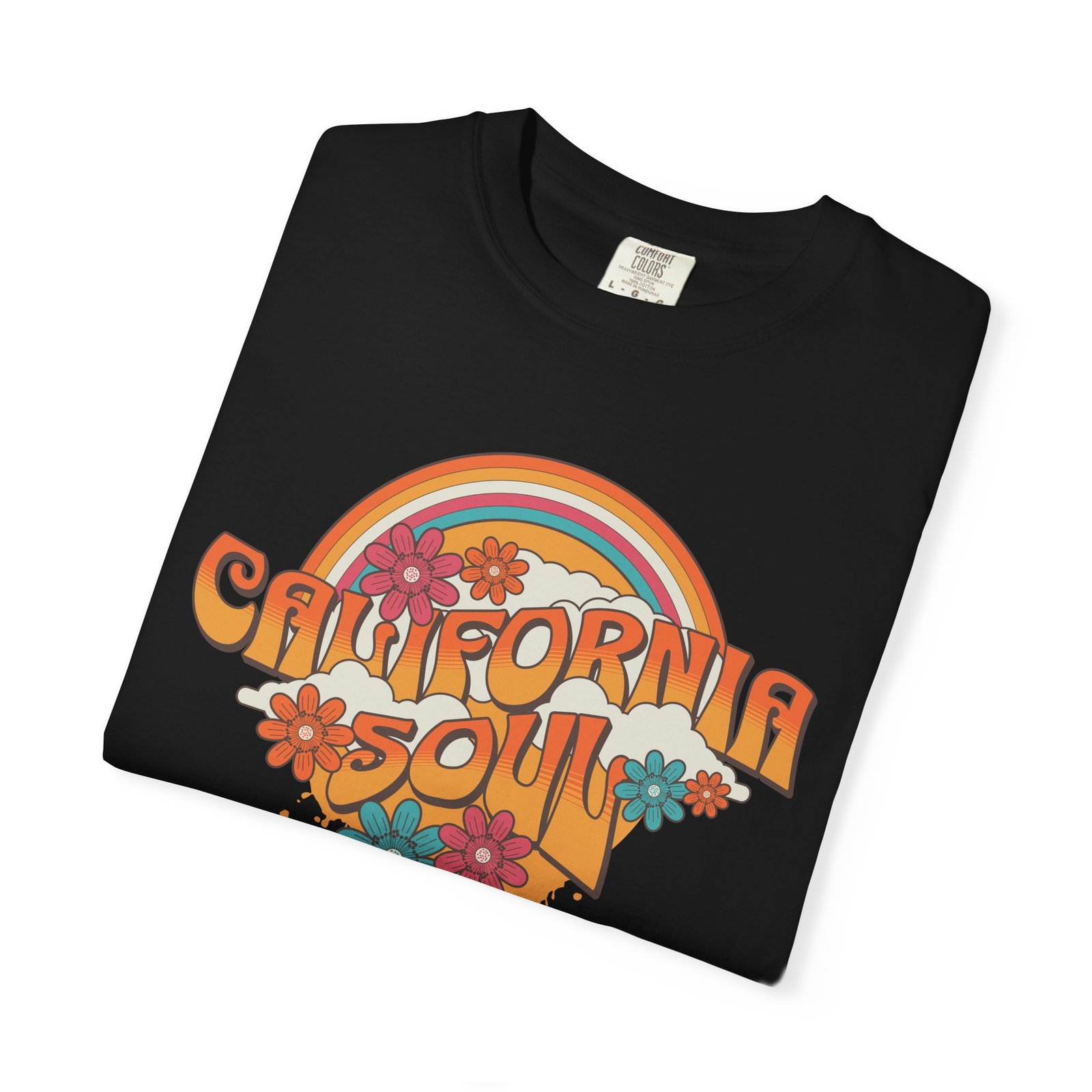 California Soul T-Shirt - Retro Rainbow Floral Graphic on Comfort Colors 1717 Tee - Image 47