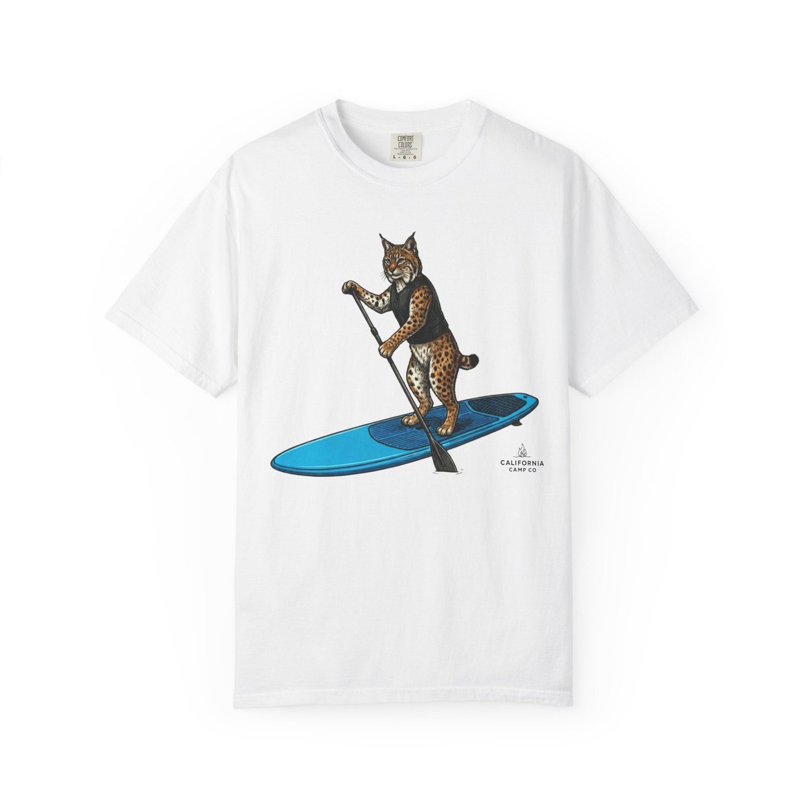 Paddleboarding Bobcat T-Shirt - California Wild Collection on Comfort Colors 1717 Tee