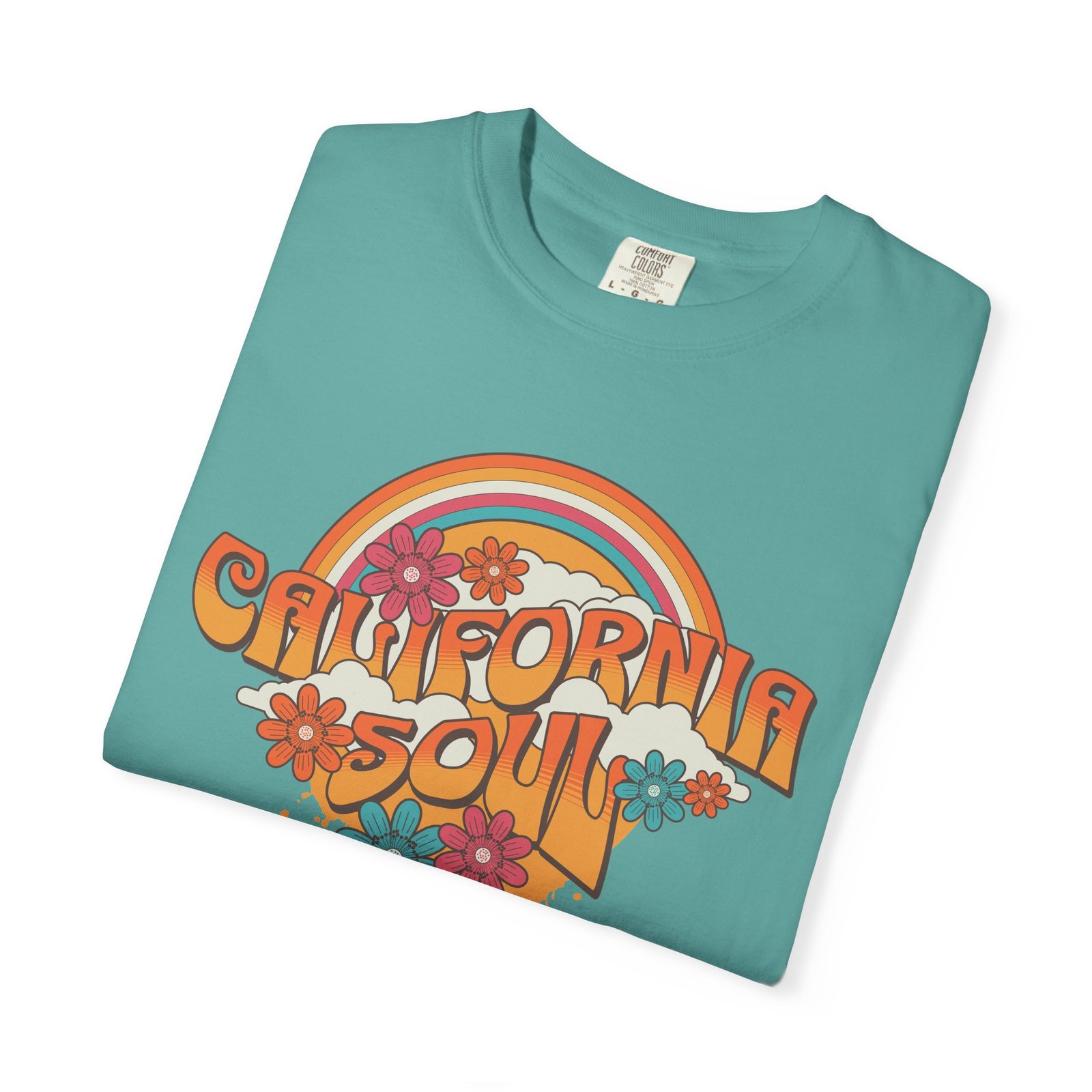 California Soul T-Shirt - Retro Rainbow Floral Graphic on Comfort Colors 1717 Tee - Image 27