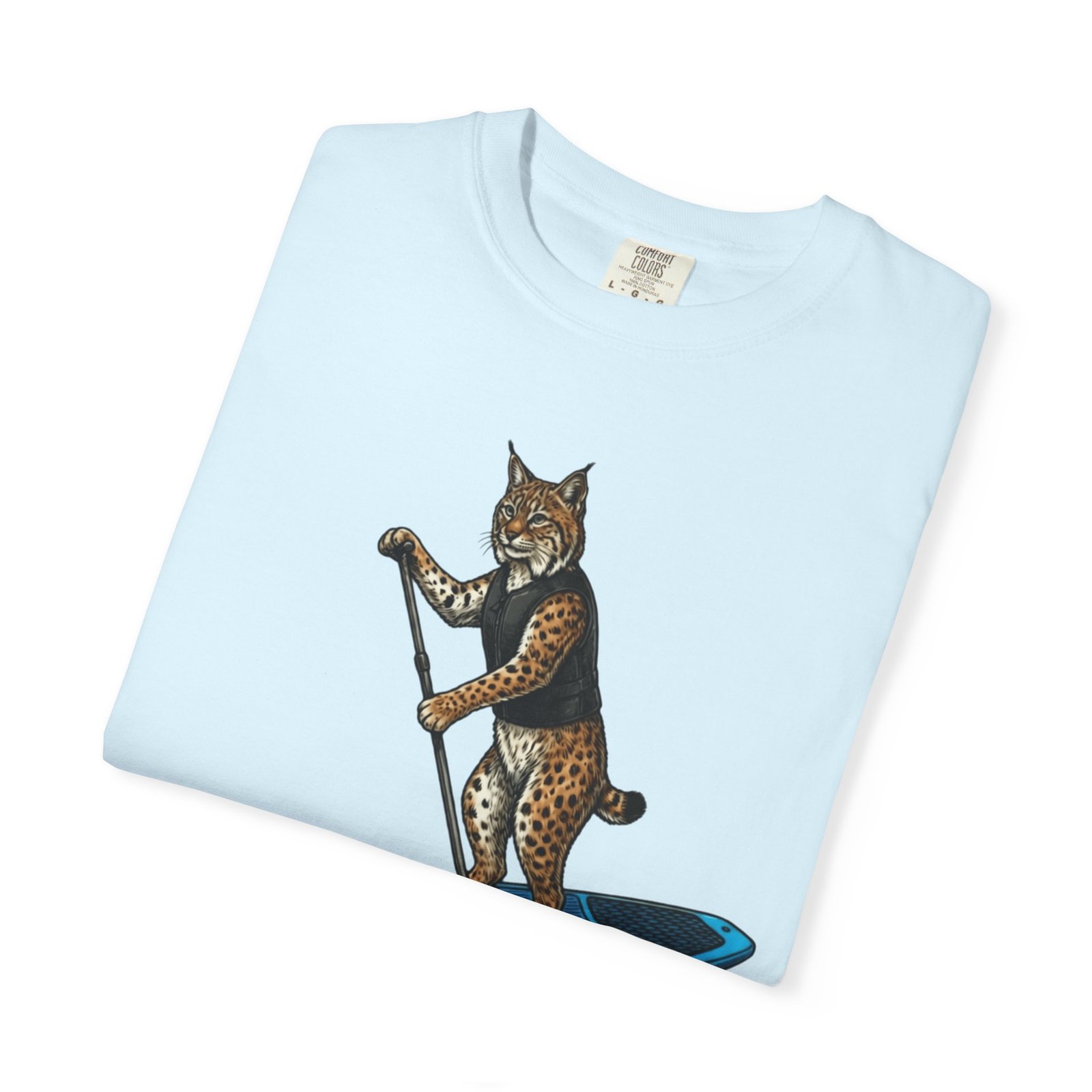 Paddleboarding Bobcat T-Shirt - California Wild Collection on Comfort Colors 1717 Tee - Image 11