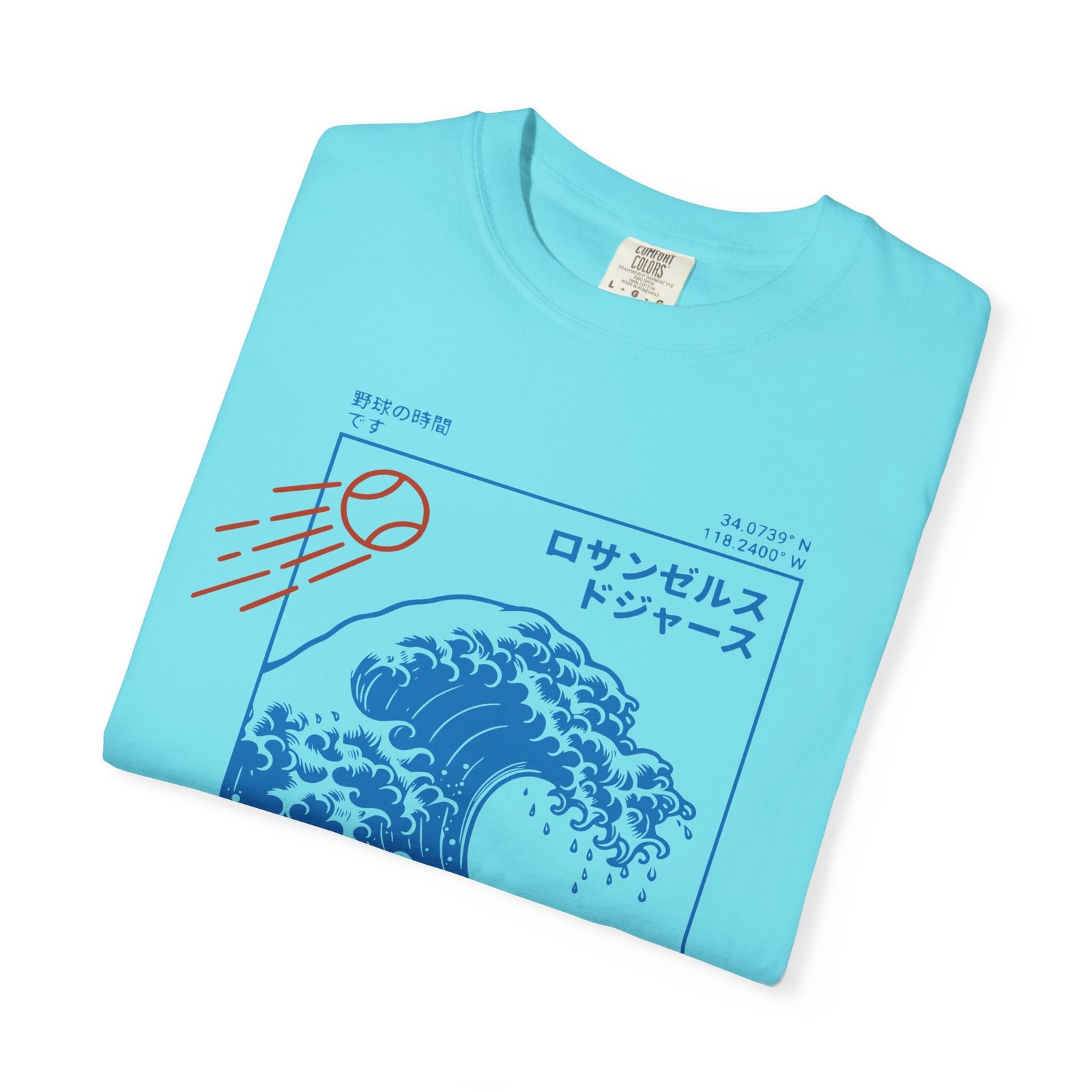 Los Angeles Wave Tee - Japanese-Inspired Dodgers Surf Graphic - on Comfort Colors 1717 T-Shirt - Image 31