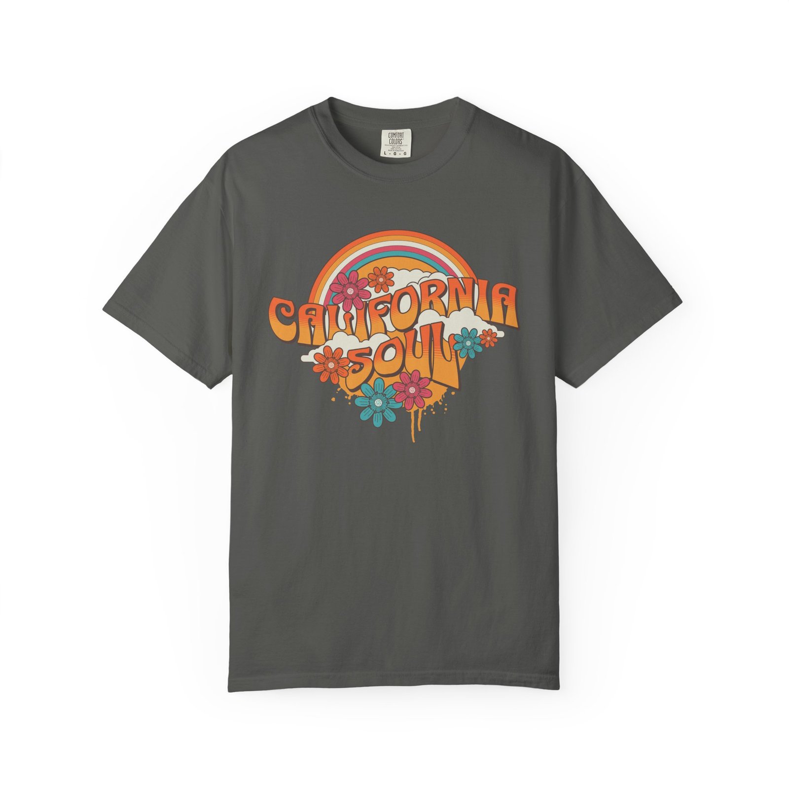 California Soul T-Shirt - Retro Rainbow Floral Graphic on Comfort Colors 1717 Tee - Image 21