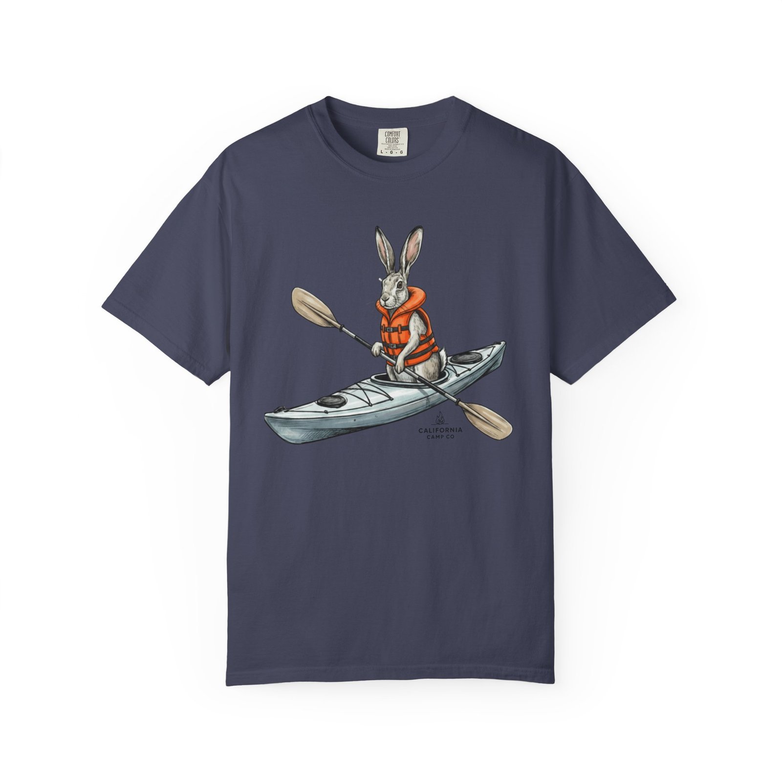 Kayaking Rabbit T-Shirt — Rabbit in Life Jacket Paddling Kayak Graphic on Comfort Colors 1717 Tee - Image 17