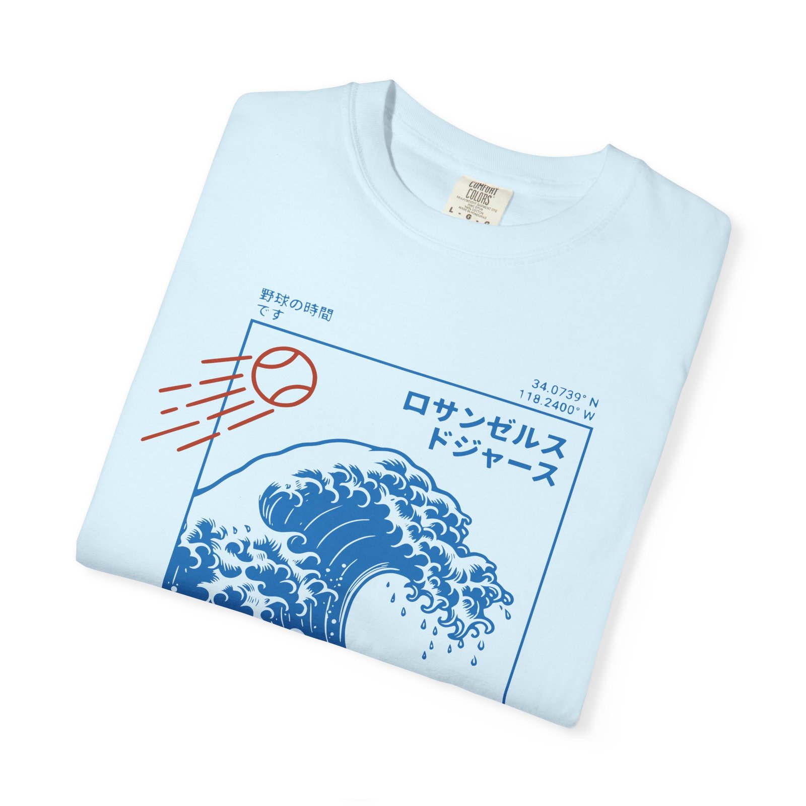 Los Angeles Wave Tee - Japanese-Inspired Dodgers Surf Graphic - on Comfort Colors 1717 T-Shirt - Image 35