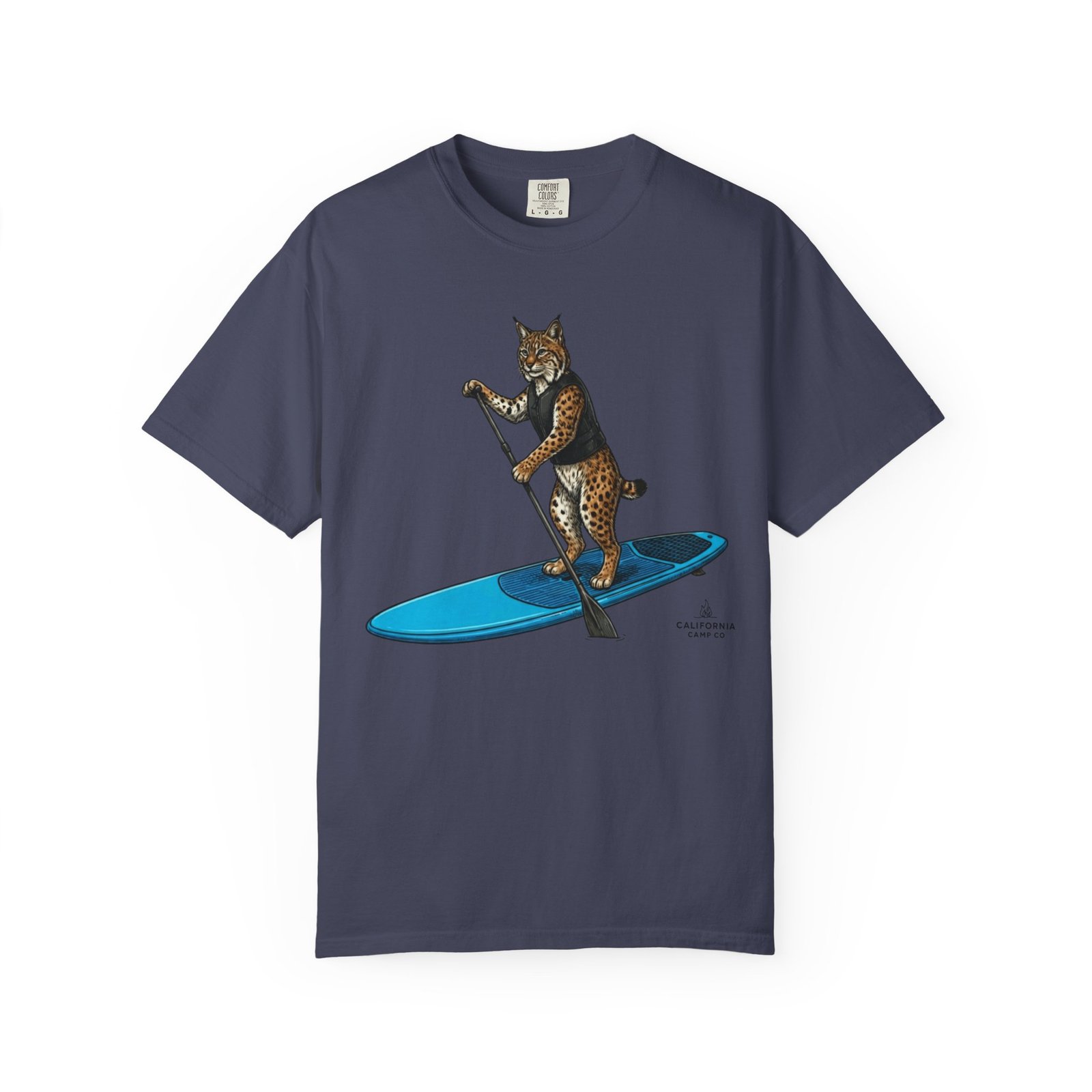Paddleboarding Bobcat T-Shirt - California Wild Collection on Comfort Colors 1717 Tee - Image 18