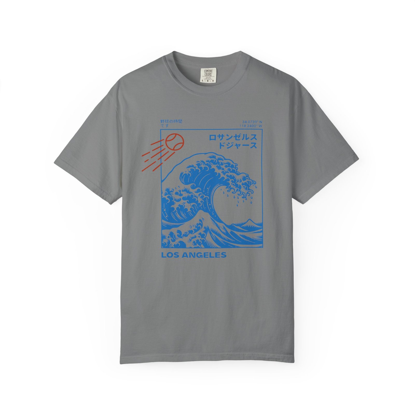 Los Angeles Wave Tee - Japanese-Inspired Dodgers Surf Graphic - on Comfort Colors 1717 T-Shirt - Image 21