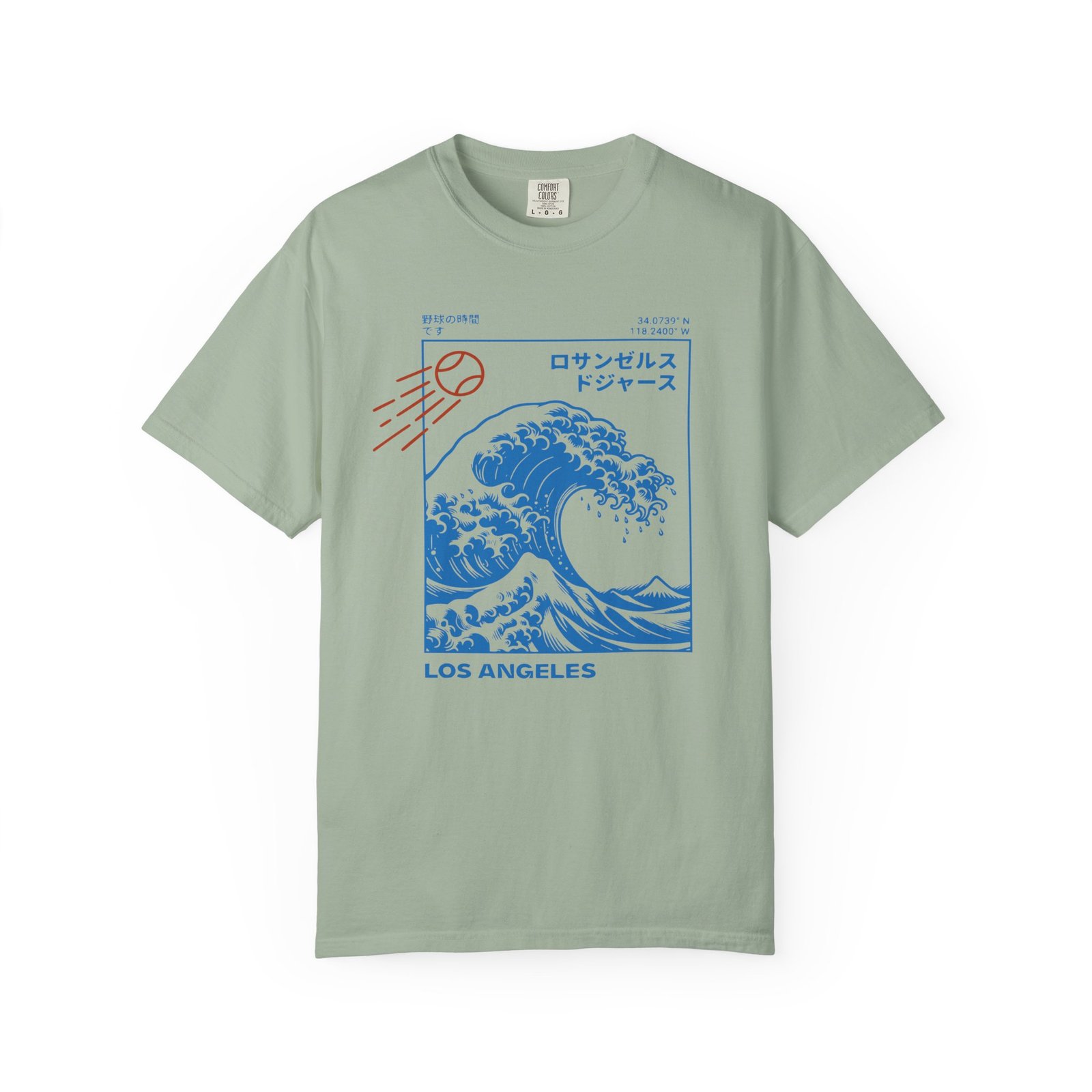 Los Angeles Wave Tee - Japanese-Inspired Dodgers Surf Graphic - on Comfort Colors 1717 T-Shirt - Image 25