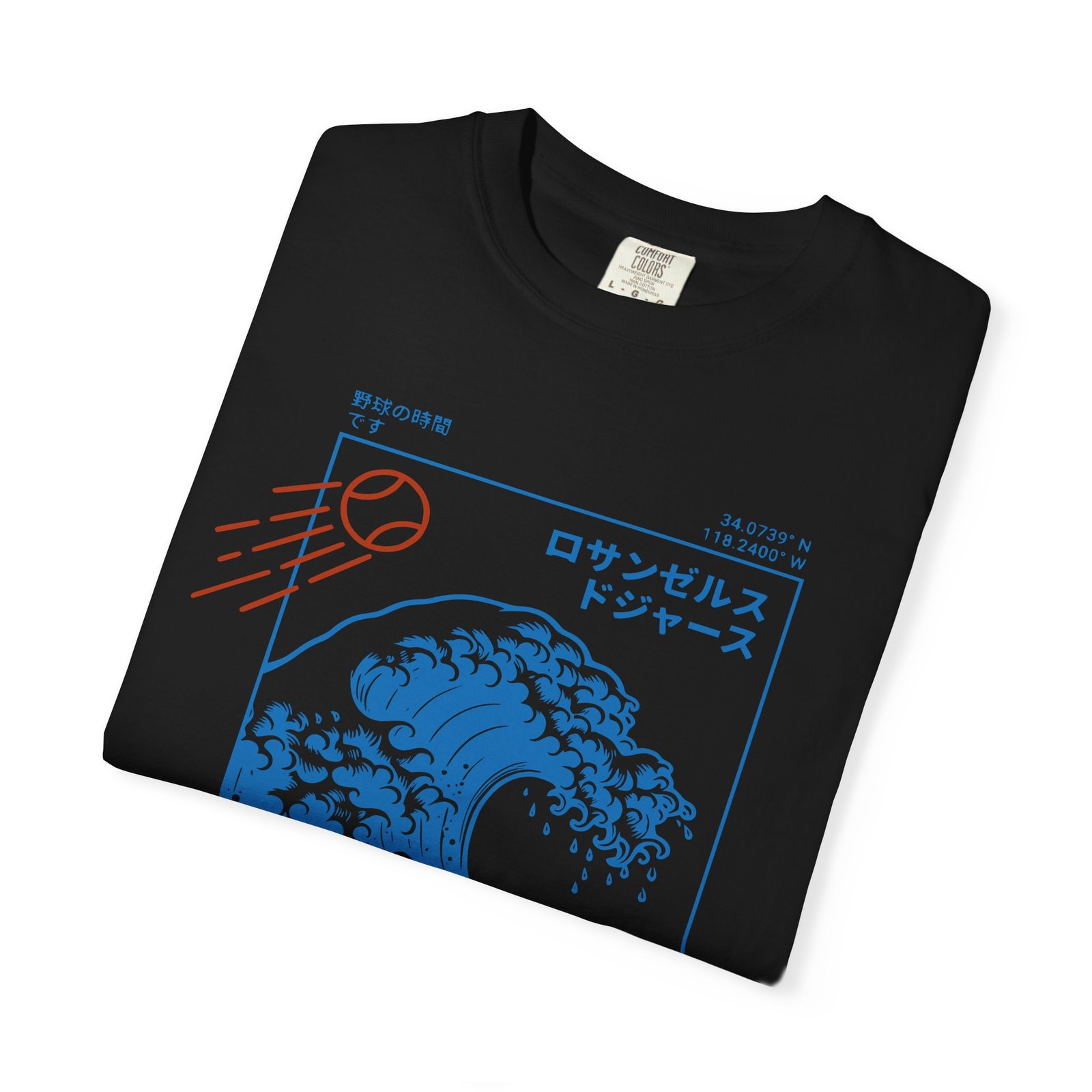 Los Angeles Wave Tee - Japanese-Inspired Dodgers Surf Graphic - on Comfort Colors 1717 T-Shirt - Image 43