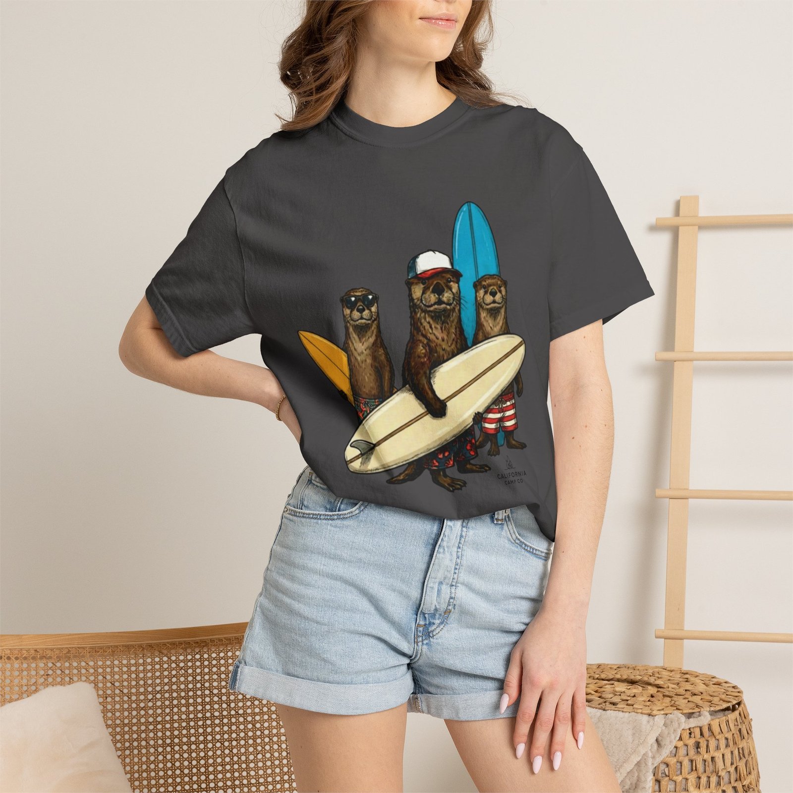 Surf Otters California Wild Collection T-Shirt - You Otter be Surfing Tee on Comfort Colors 1717 - Image 3